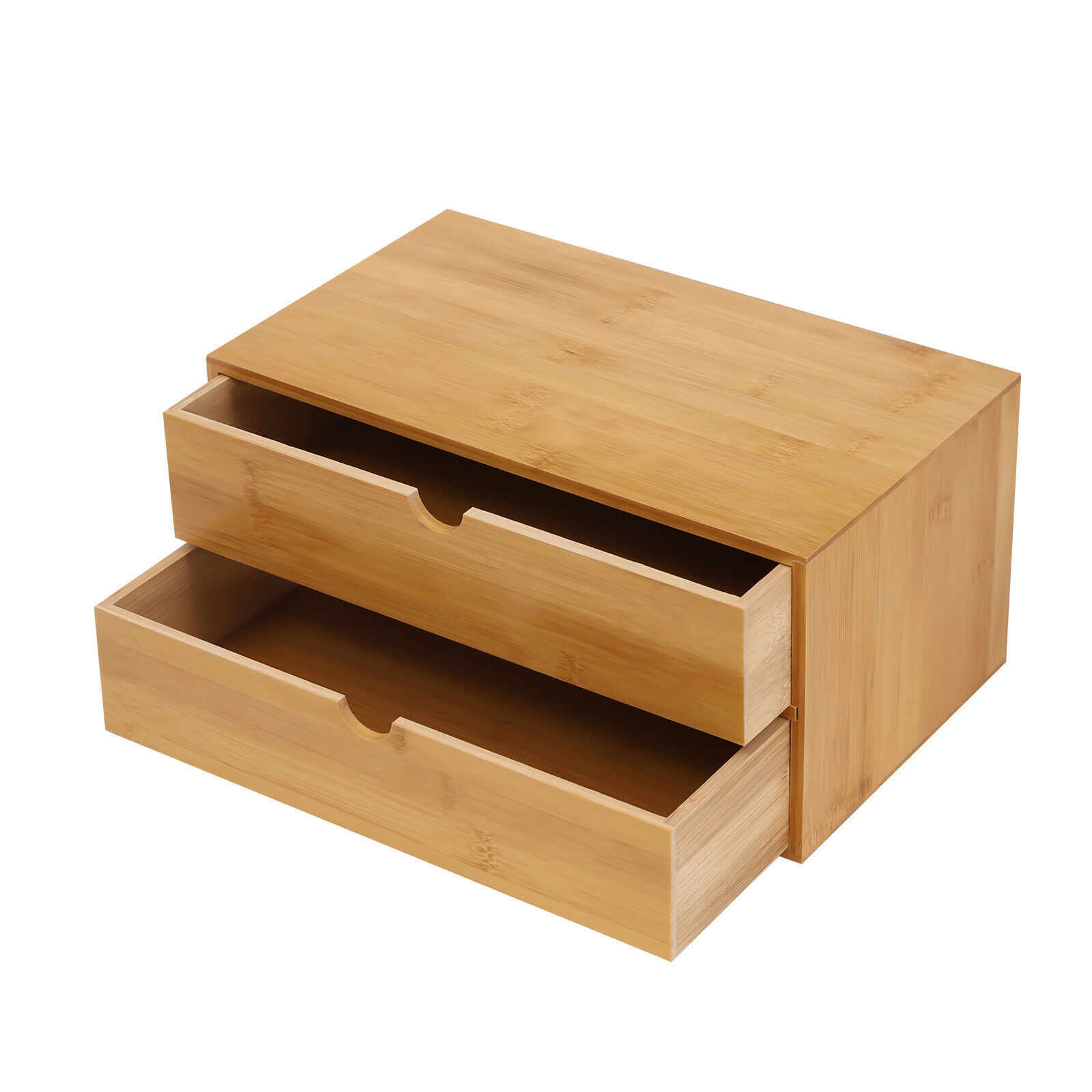 Bamboo Desk Organizer Drawers Tabletop Storage Box for Office Table Organization