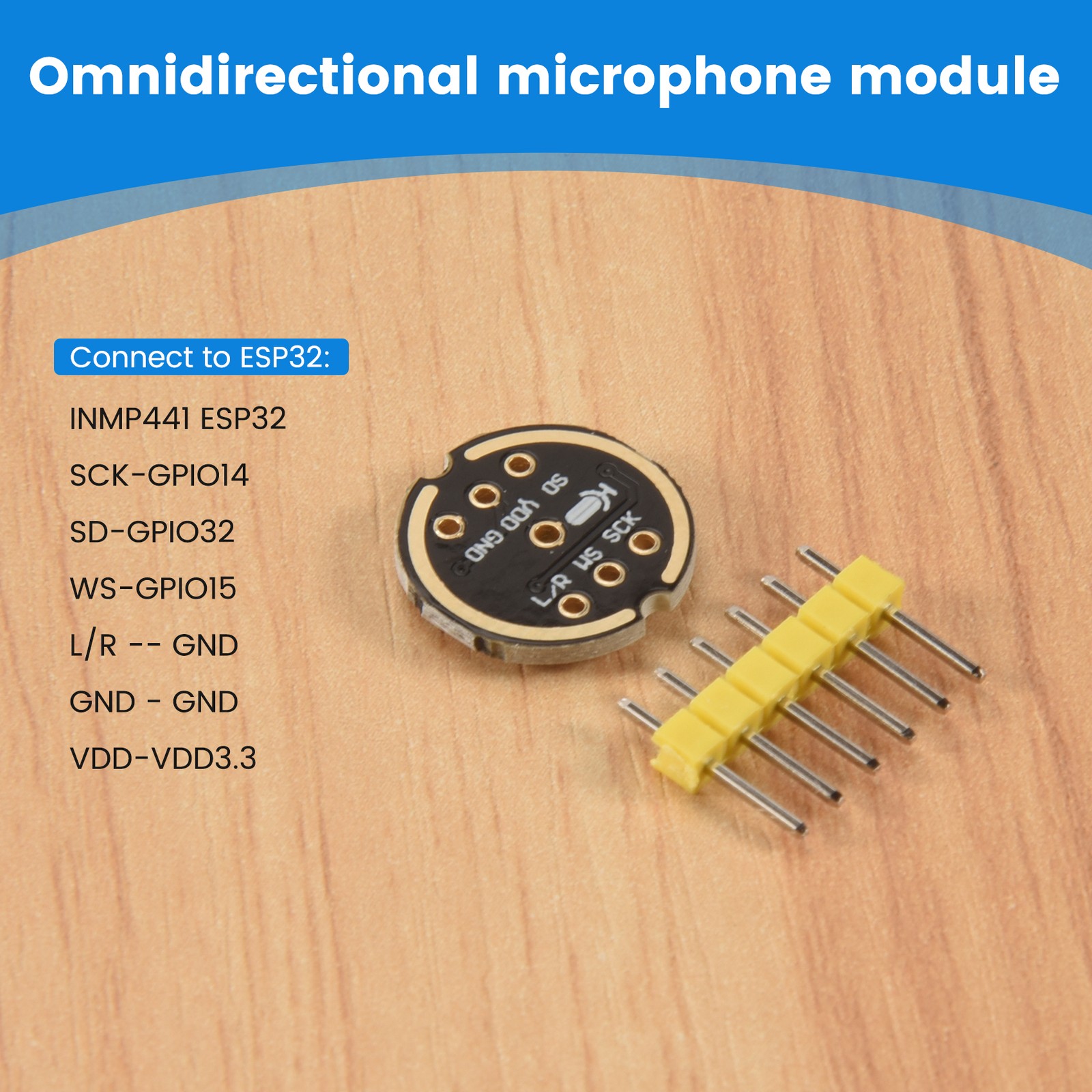 5pcs Inmp441 Omni-Directional Microphone Module Mems High Precision I2S Cut2233