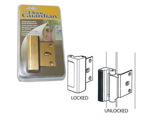 Brass Guardian Childproof Deadbolt for Inward Swinging Doors