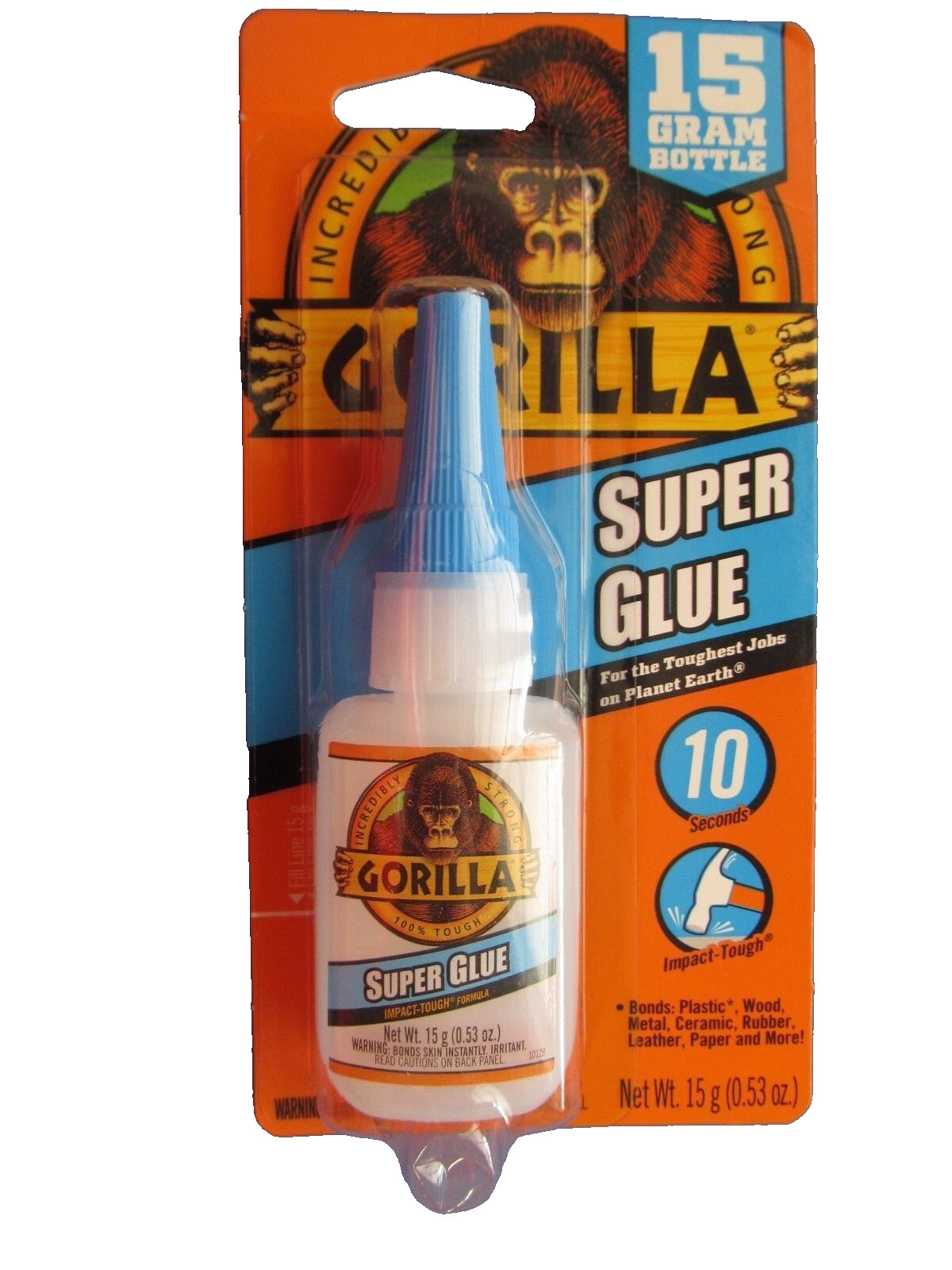 Gorilla Super Glue Gel 15g Clear 10 Seconds Impact-Tough Strong&Fast formula NEW