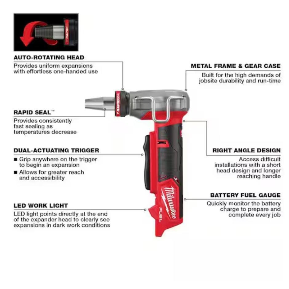 Milwaukee Tool M12 FUEL ProPEX Expander Kit W/ 1/2 -1 RAPID SEAL ProPEX Expande