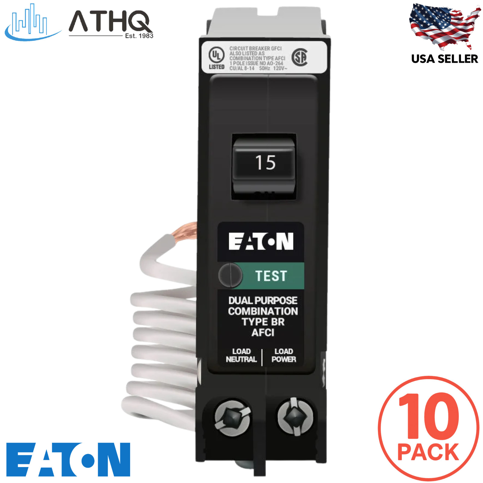 PACK OF 10 Eaton BRN115AF 15A 1-Pole Combination AFCI Arc Fault Breaker Type BR