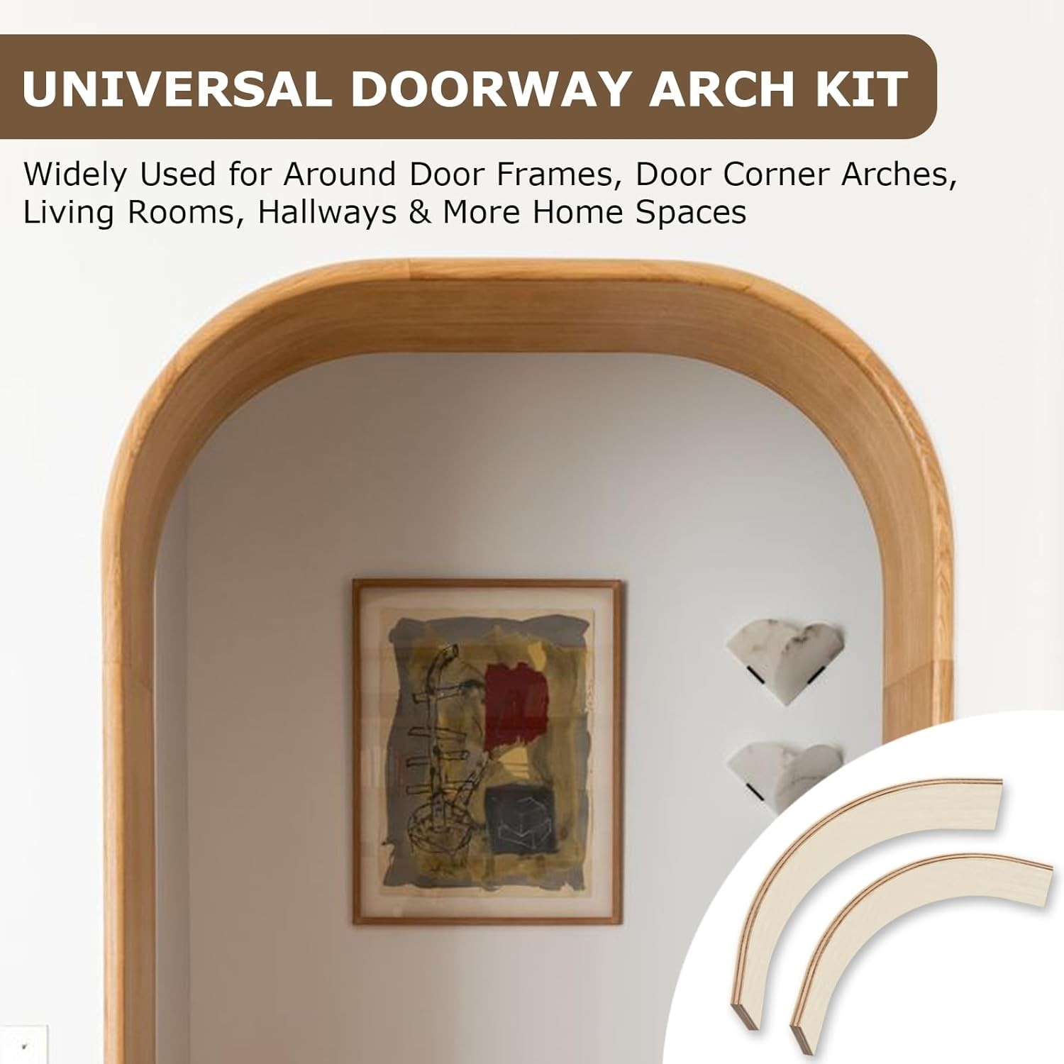 2 Pcs Wooden Doorway Arch Kit for Drywall, DIY Rounded & Half Circle Door Frame