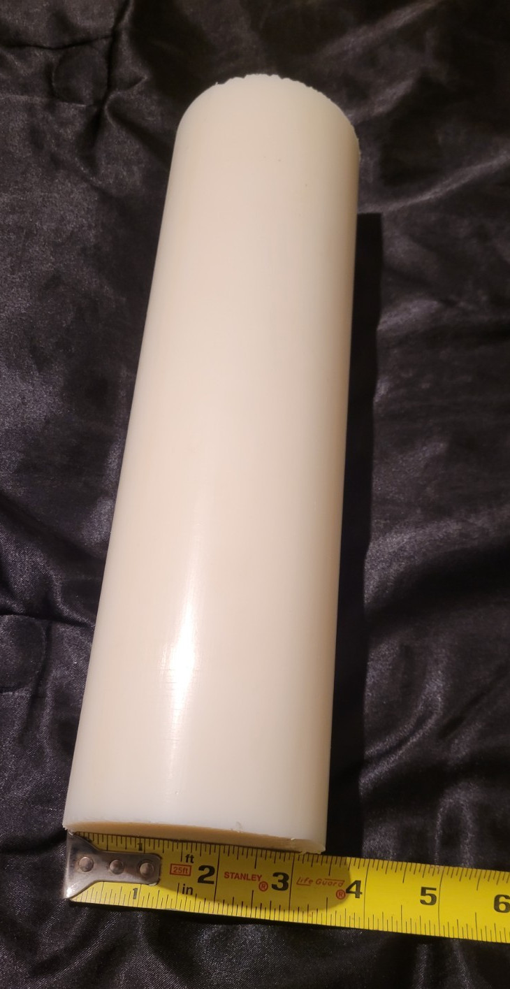 White Delrin 3 3/8″ Dia Rod Round Stock 12″ long (3.375 X 12.000) INV#W-47