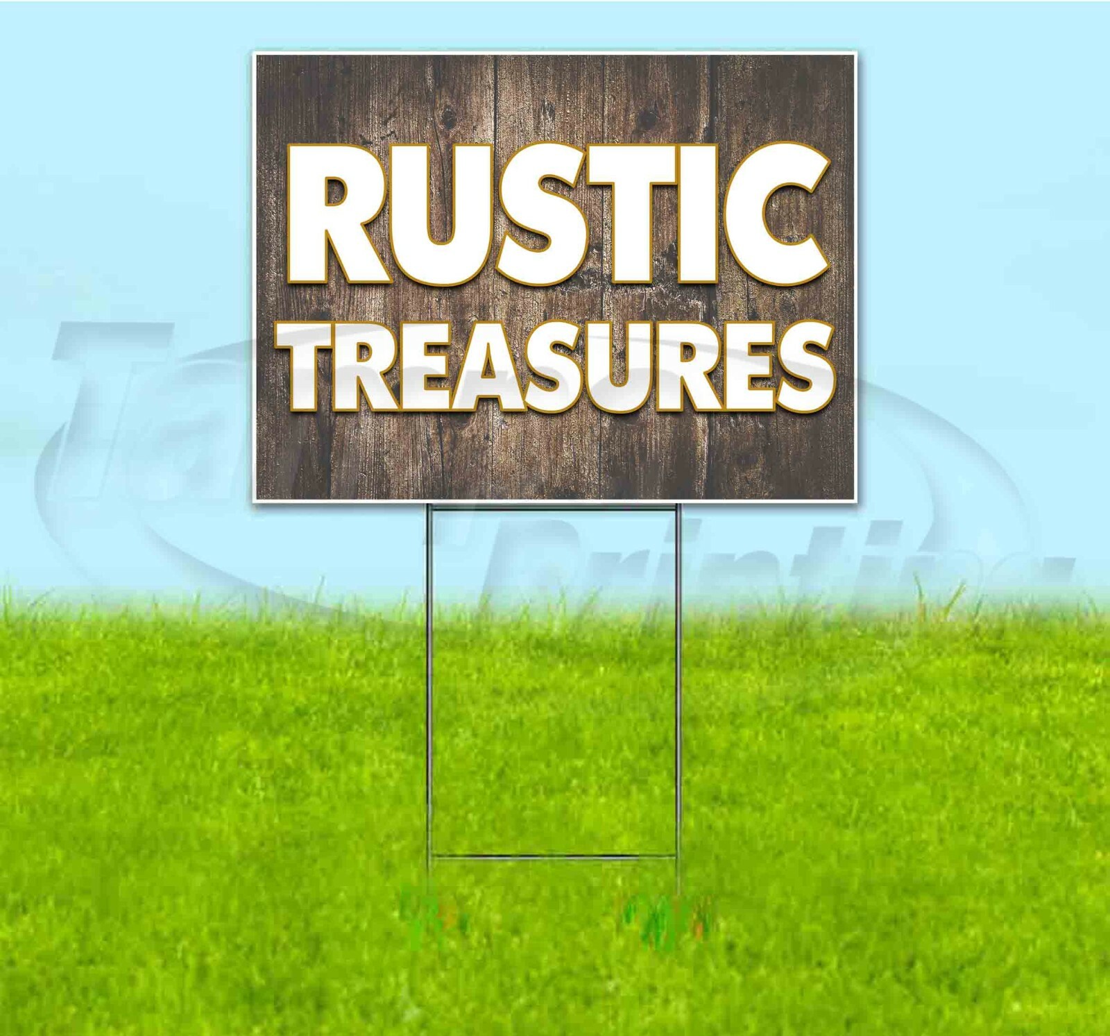 RUSTIC TREASURES 18×24 Yard Sign WITH STAKE Corrugated Bandit USA BUSINESS WOOD