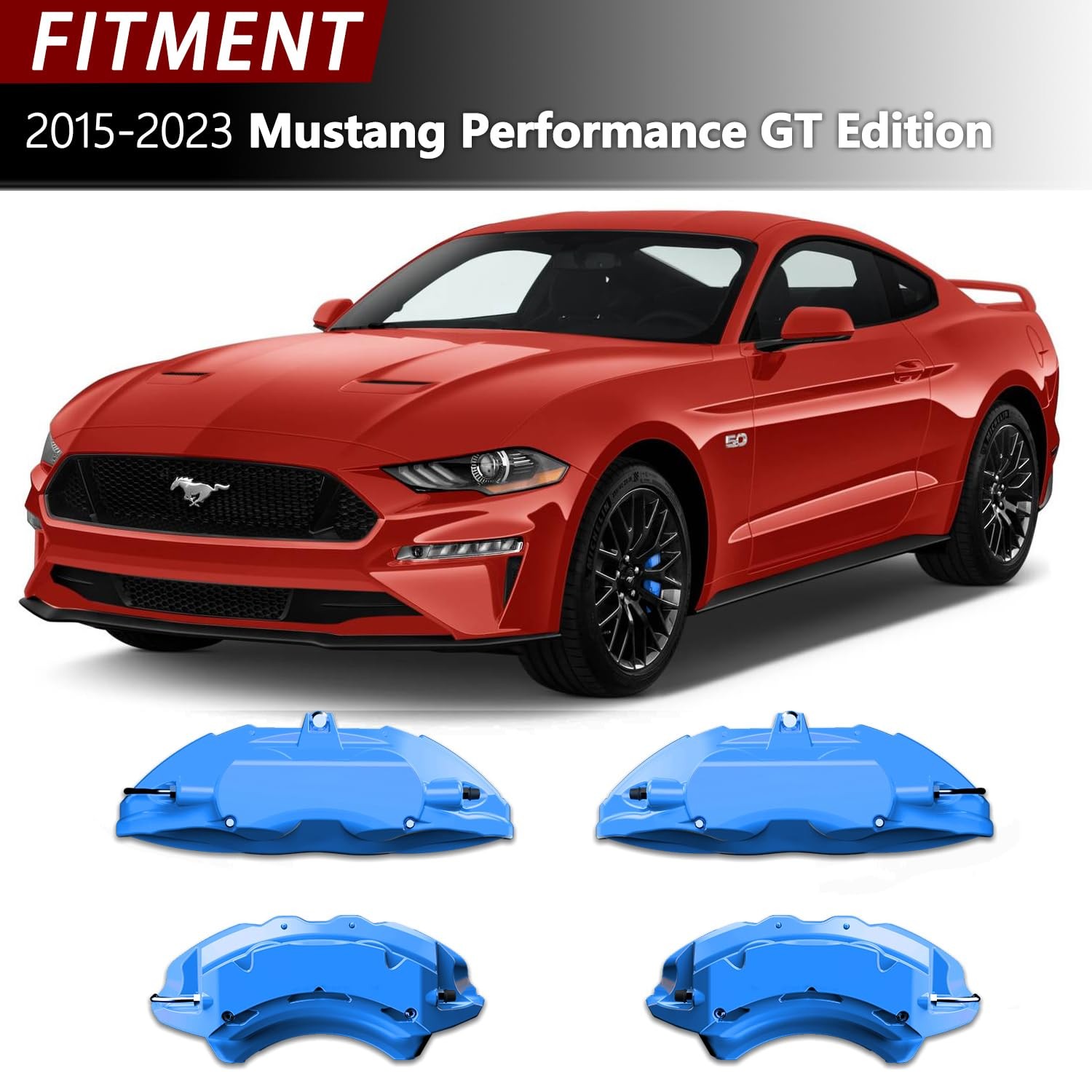 Aluminum Light Blue Caliper Covers for 2015-2023 Mustang GT 4Pcs Powder Coated