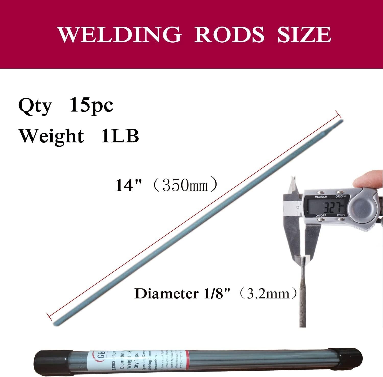 E4303 1/8×14 Welding Rods 15 Sticks J422 Carbon Steel for Repairs 1LB