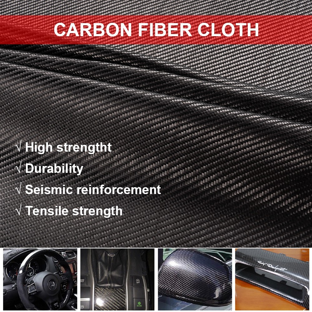 4.9ft x 7.87″ Carbon Fiber Roll Structural Reinforcemen Carbon Fiber Cloth Black