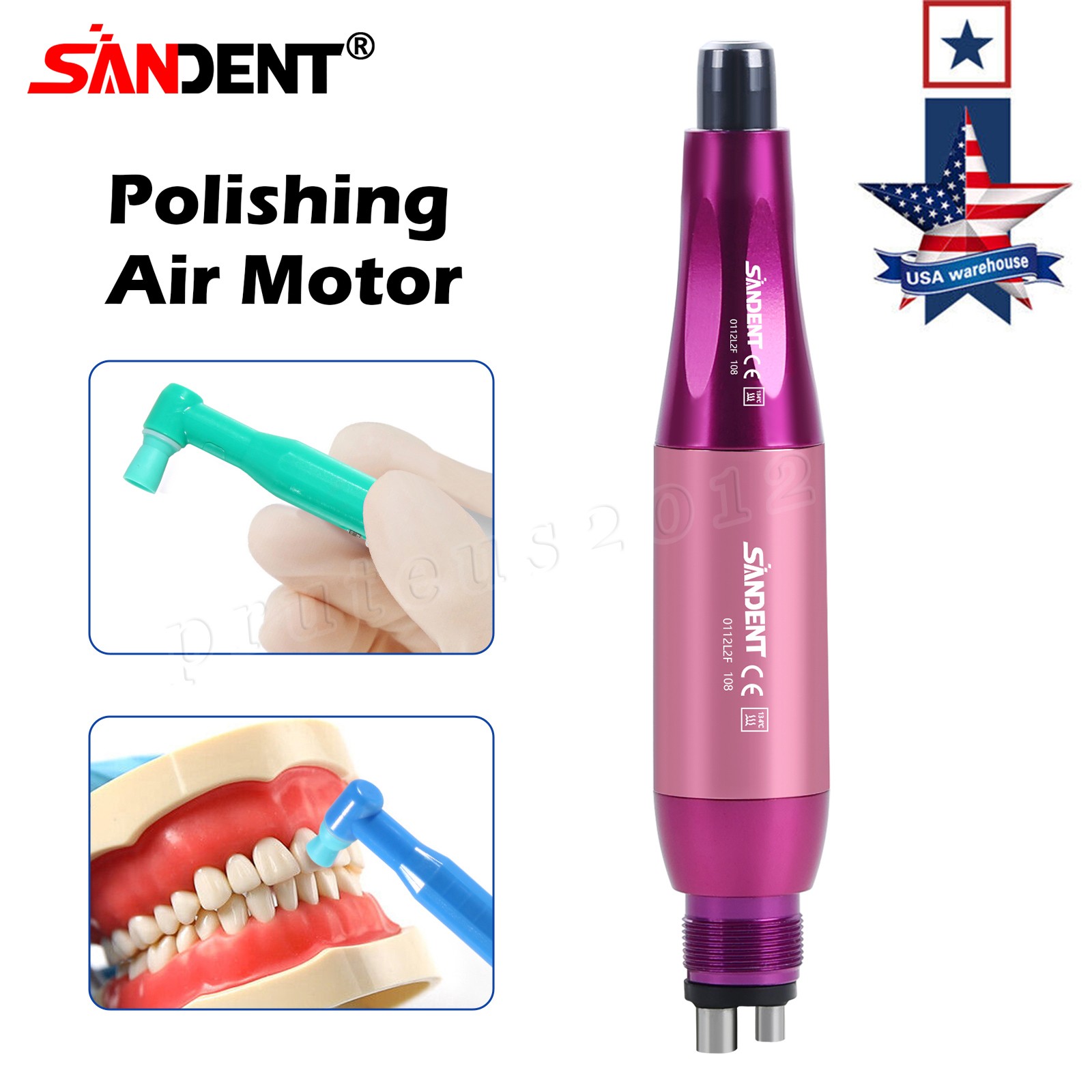 1-5* Dental Hygiene Prophy Handpiece Air Motor 4Holes 4:1 Nose Cone 360°Swivel