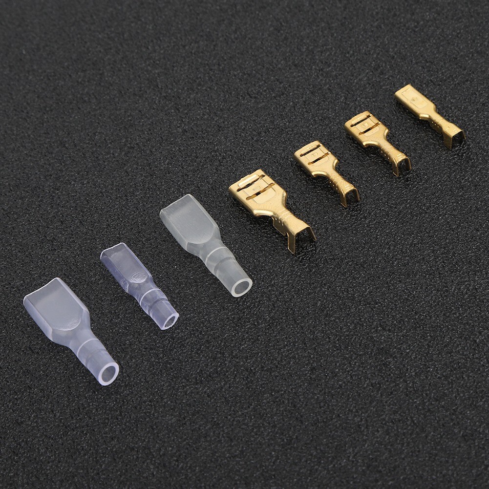 120Pcs 6.3mm 4.8mm 2.8mm Gold Copper Wire Terminal Connector Kit With Sleeve