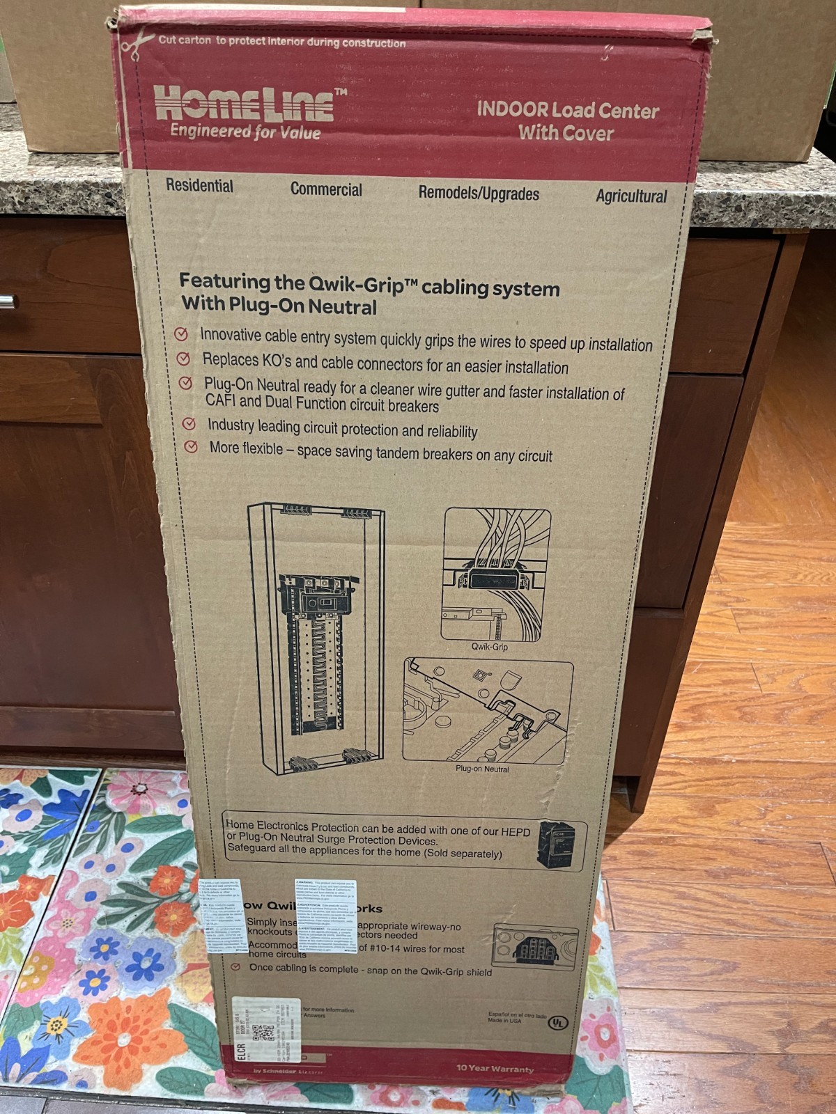 NEW! Square D Homeline 200A 40-Sp/80-Ckt Main Panel Value Pack w/Qwik-Grip Plugs