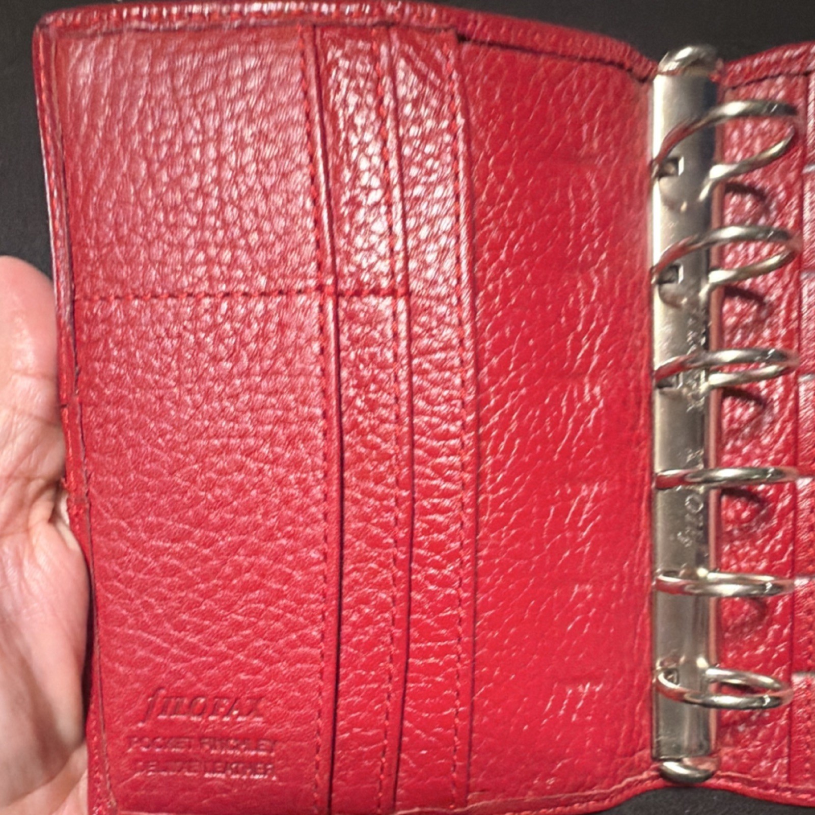 Rare vintage Filofax Pocket Finchley Leather Red Ring-Bound Planner Organizer