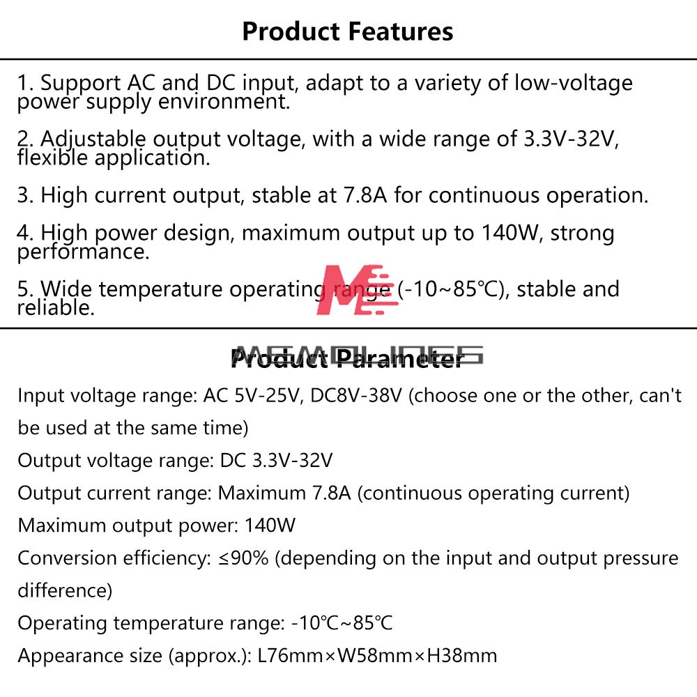 AC 5-25V/DC 8-38V To DC 3.3-32V Buck Power Module Adjustable Voltage Regulator