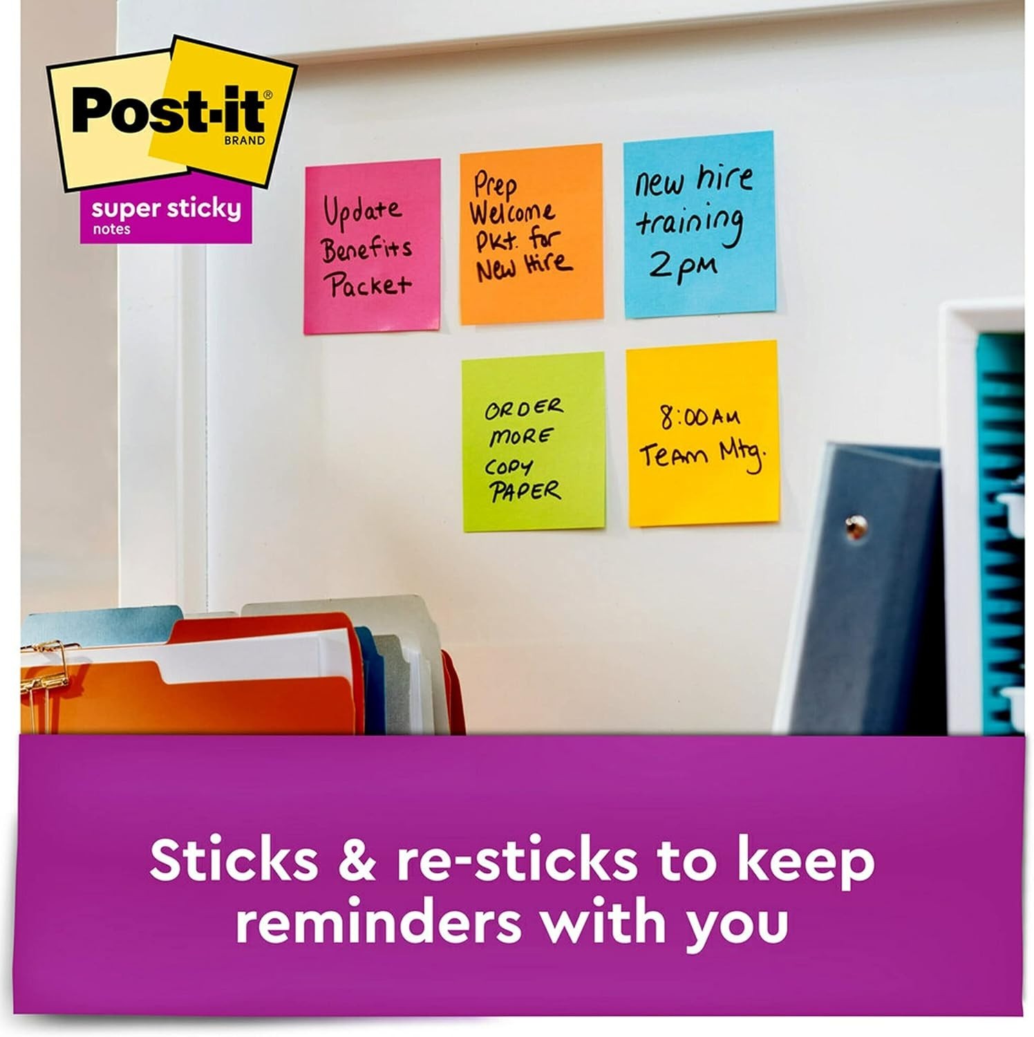 Post-it Super Sticky Notes, 3 in X 3 In, 6 Pads, 2x the Sticking Powe