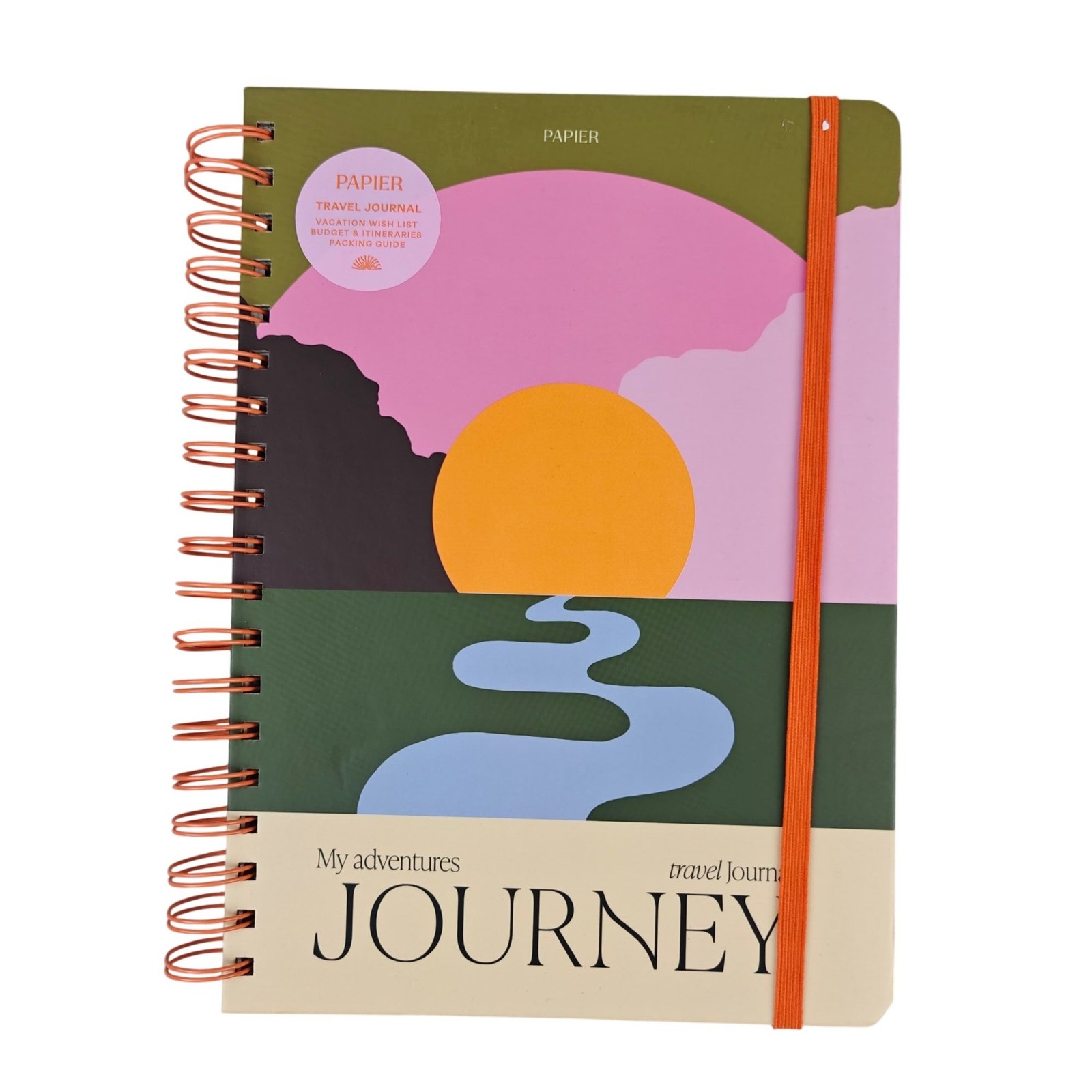 NEW Papier Travel Journal Hardcover Spiral Bound 7.1″x10″ Sunset Theme 150 Pgs