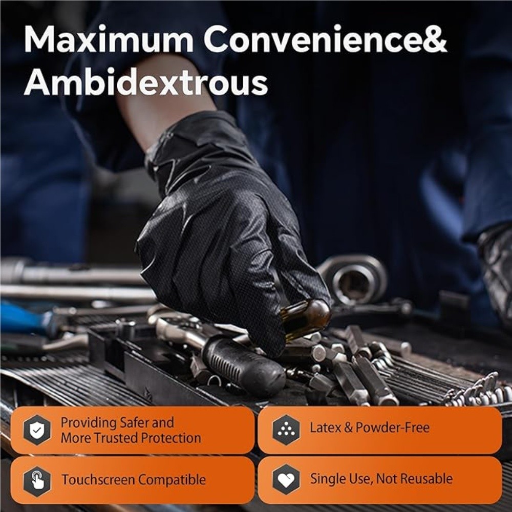 8 Mil 100/200/300/400Pcs Nitrile Disposable Gloves Powder Latex Free L & XL Size