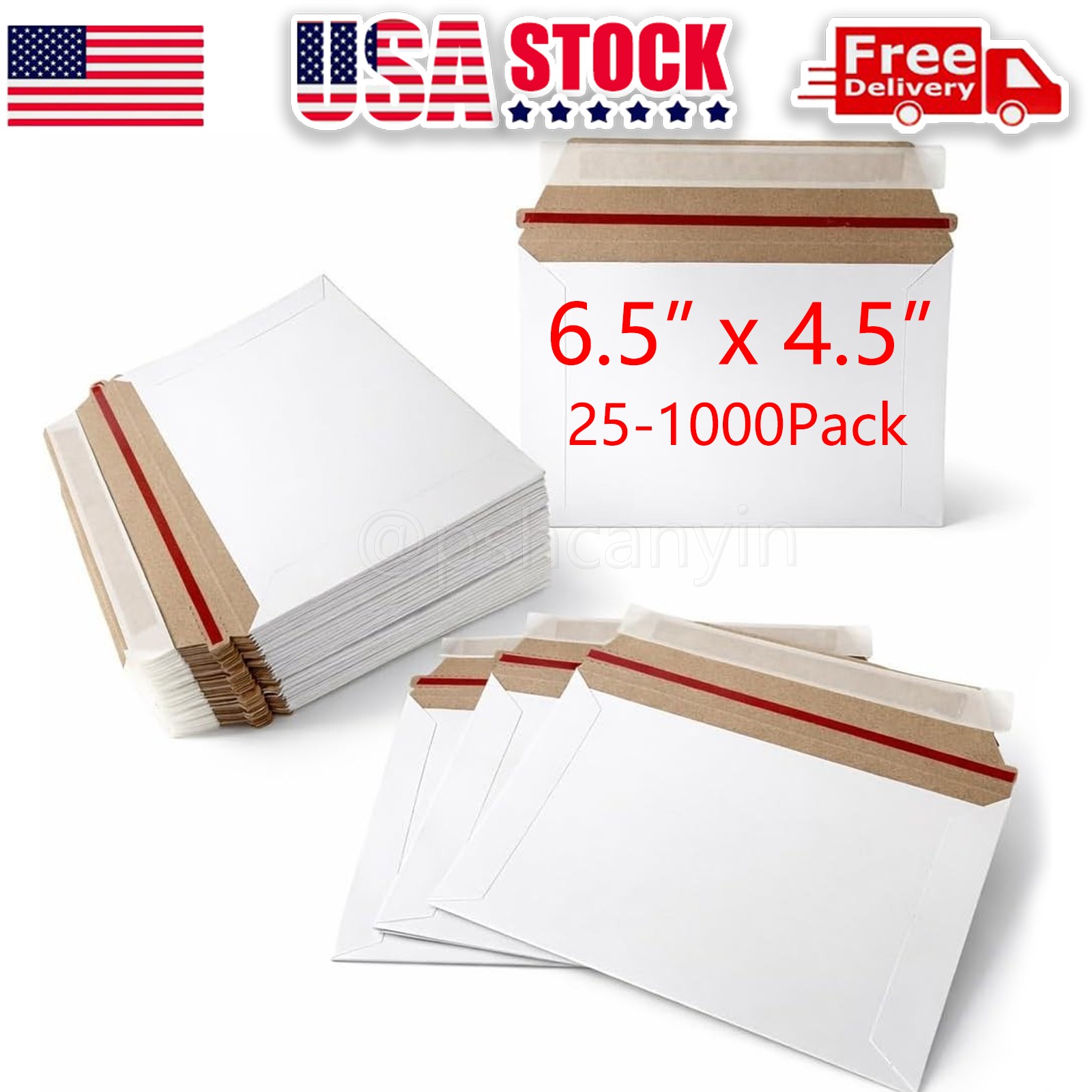 6.5 X 4.5 White Rigid Flats Cardboard Envelope Document Photo Shipping Mailers
