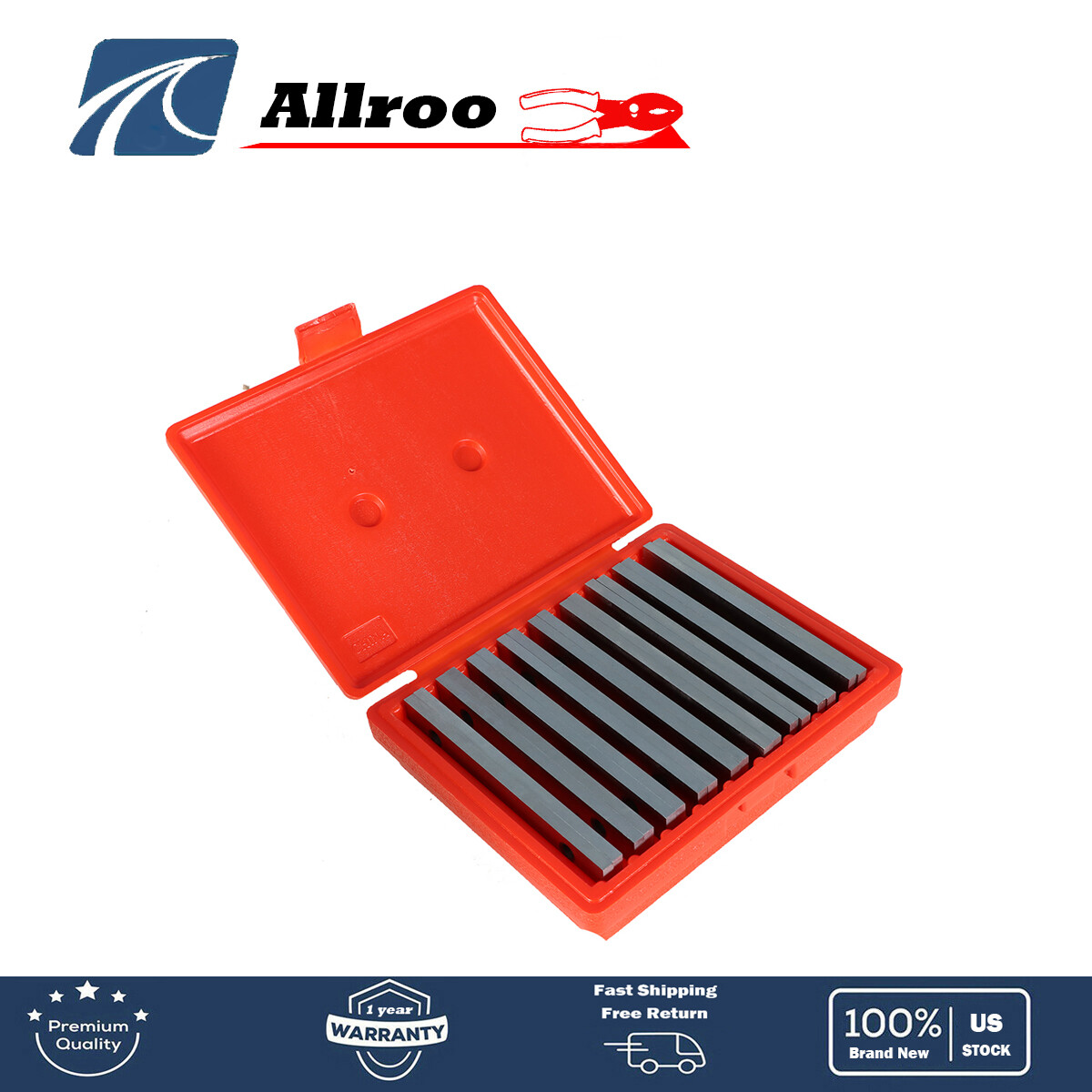 9 Pairs 1/4» Steel Parallel 6» Long 0.0002» Precision 3/4″ -1-3/4″ in Case
