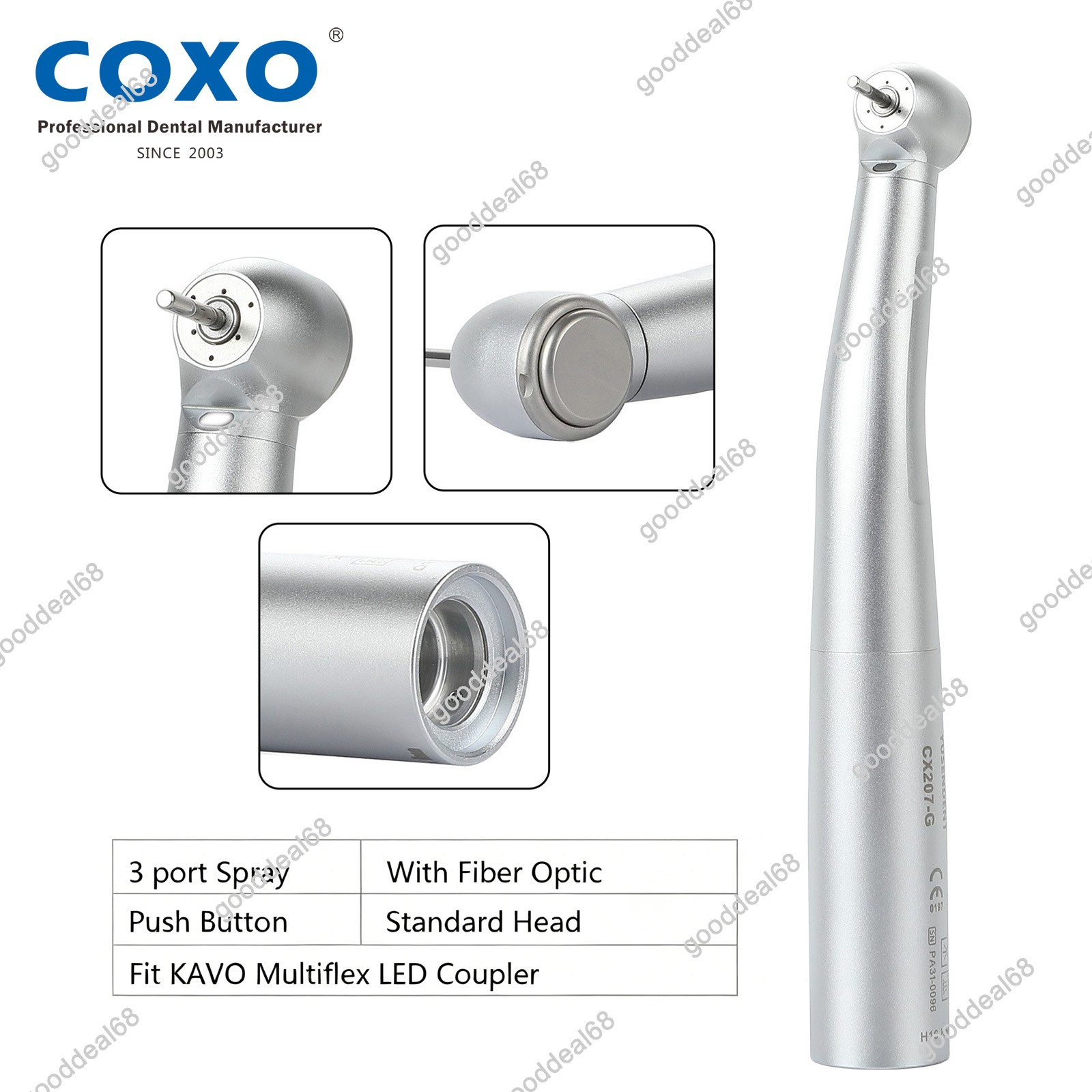 COXO Dental Handpiece Fiber Optic High Speed Turbine CX207-G KaVo MULTIflex LED