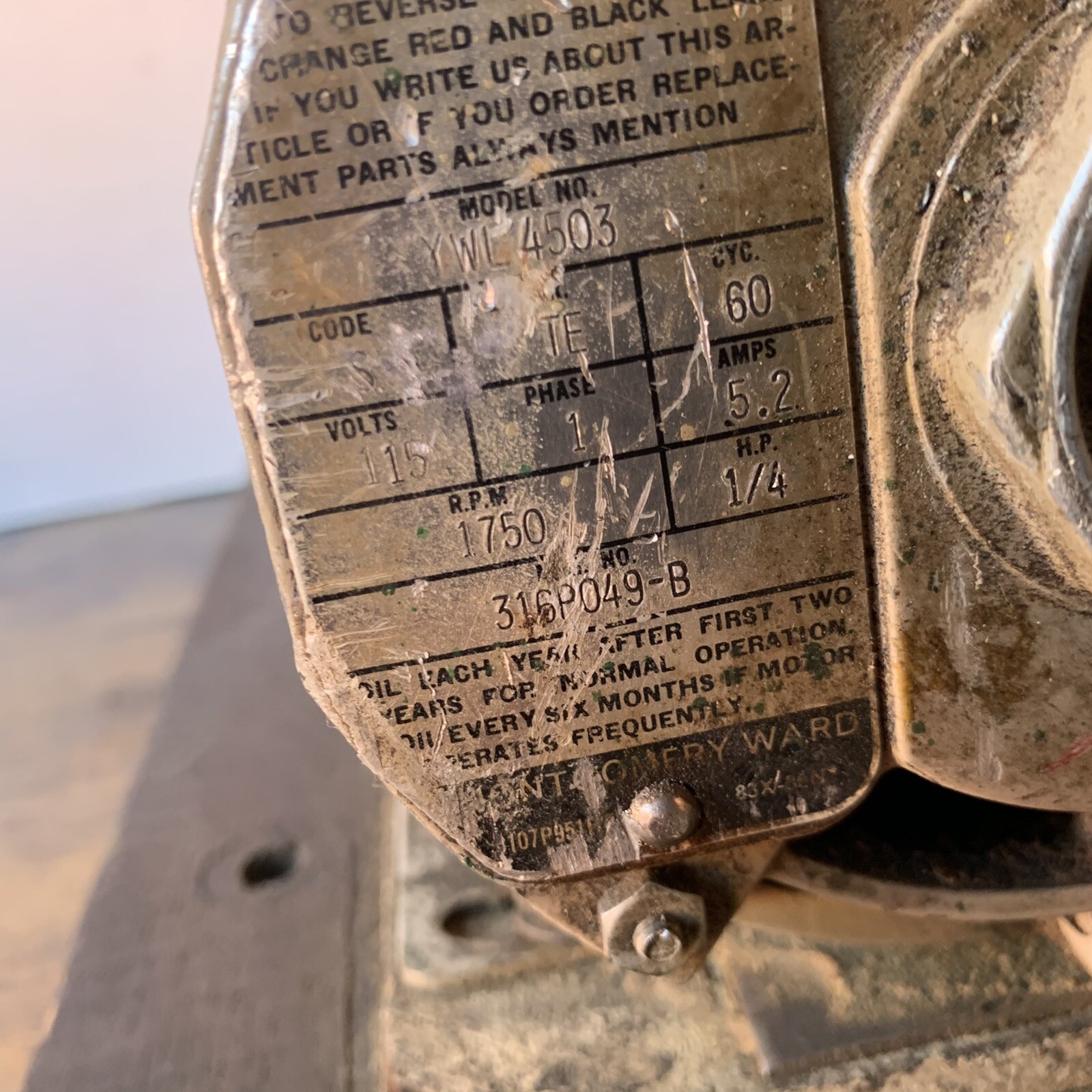 2 Vintage Motor Combo – Montgomery Ward ProCraft 1/4 HP + Janette Electric SL133