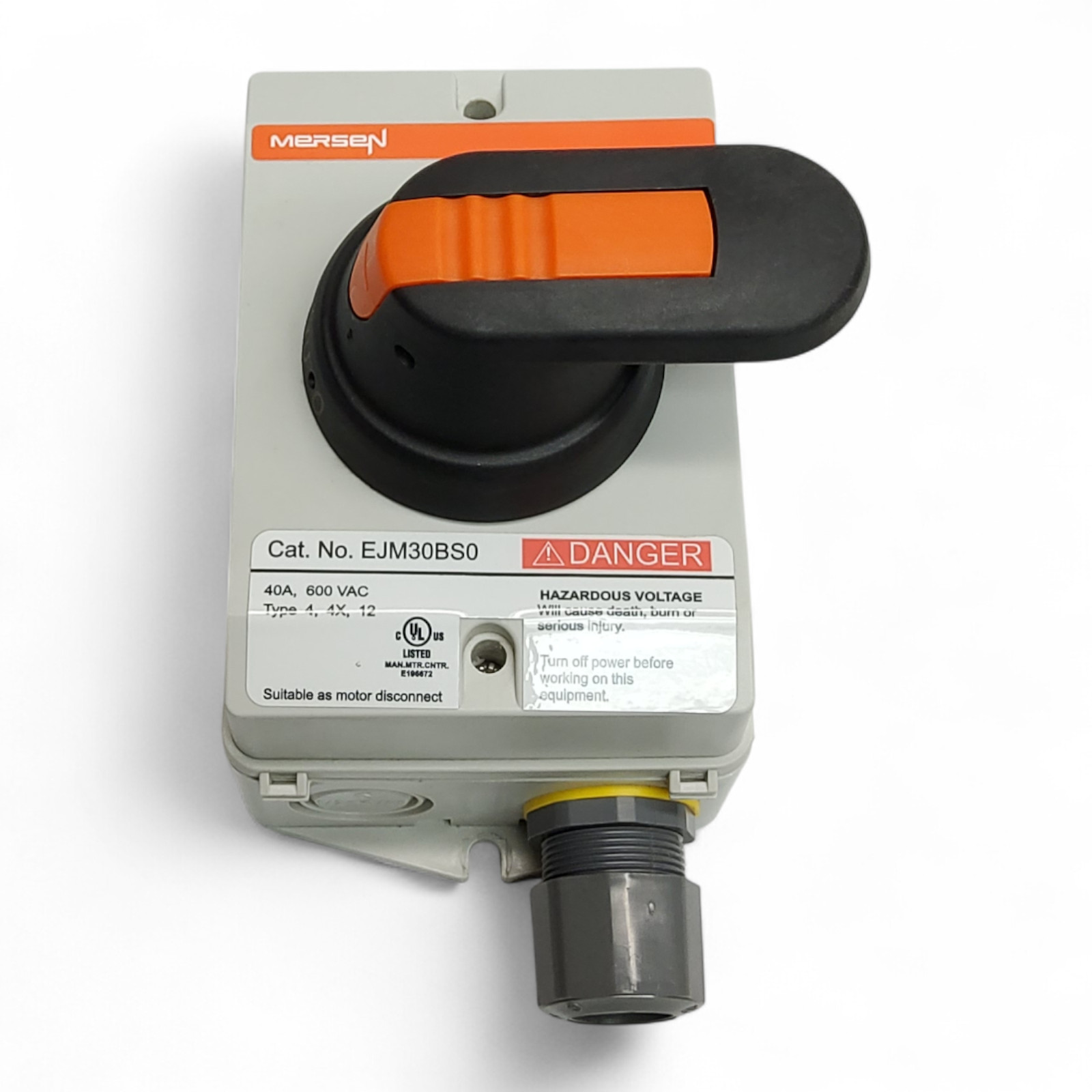 Mersen EJM30BS0 Enclosed Disconnector Switch 40A 600 4X non-Metallic VAC NEMA