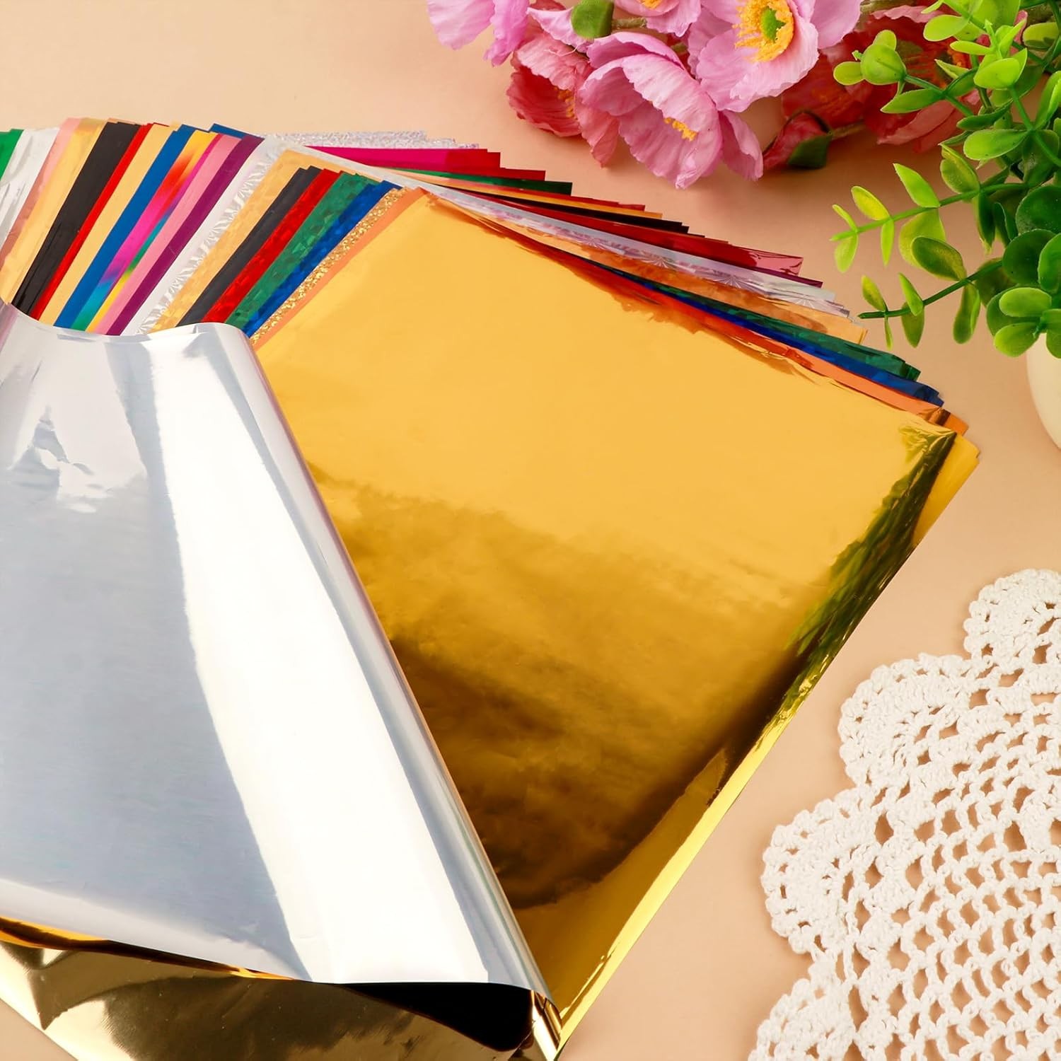 50Sheets Toner Reactive Foil Transfer Paper 7.9X11.4Inch A4 Hot Foil Paper for D