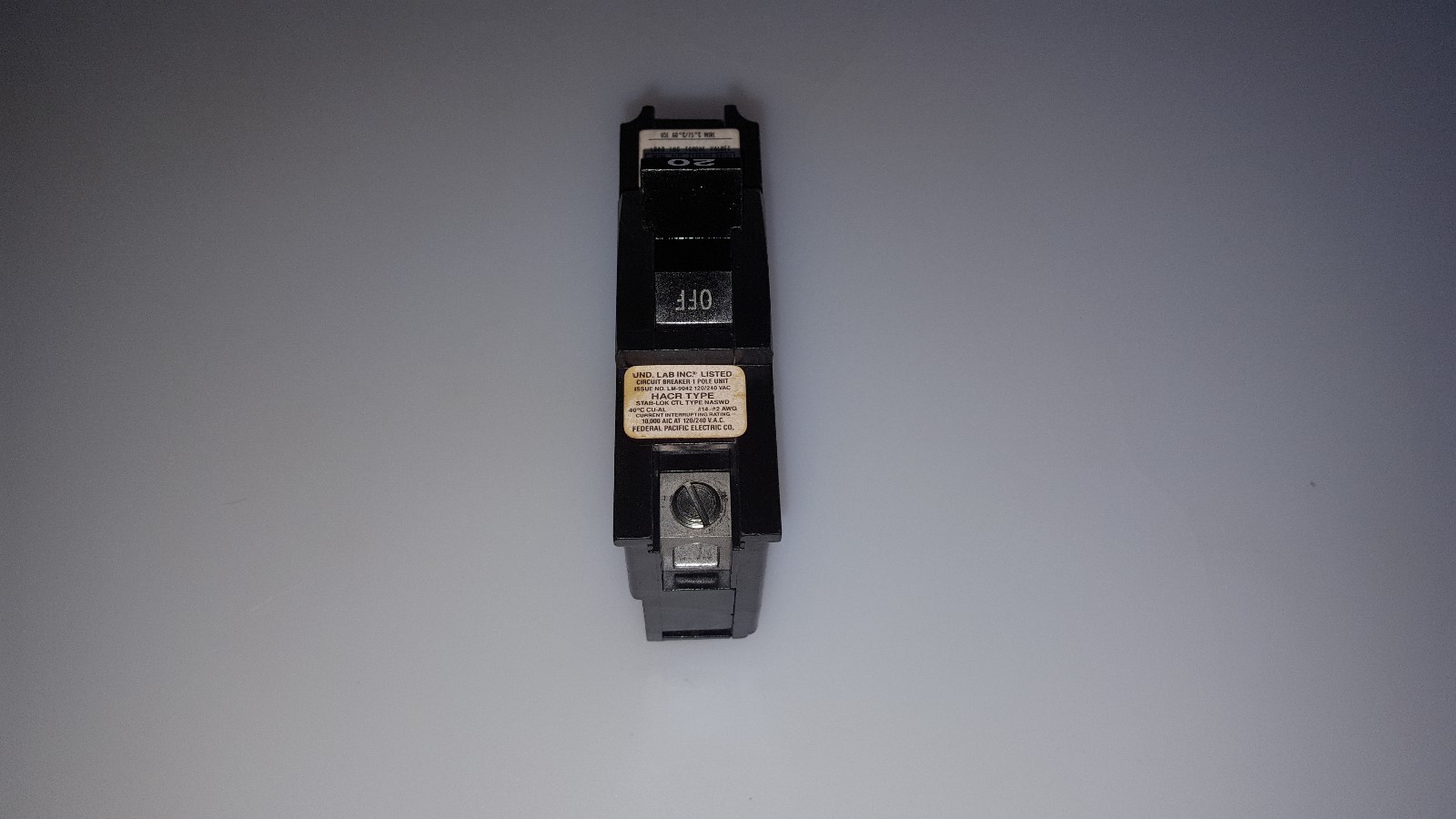 FPE FEDERAL PACIFIC CHALLENGER NA120 CIRCUIT BREAKER 20 AMP 1P 240V THICK