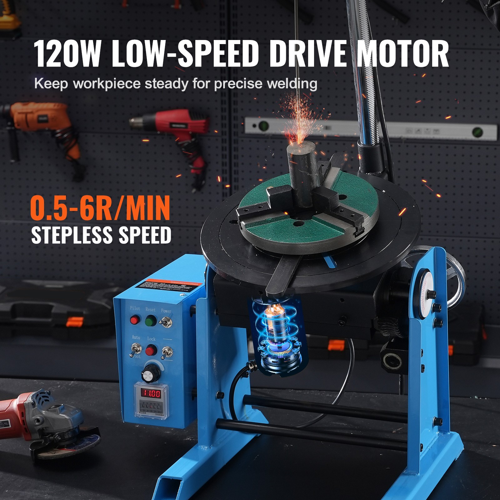 VEVOR 50KG Rotary Welding Positioner 0-90° Positioning Turntable Table 0.5-6RPM