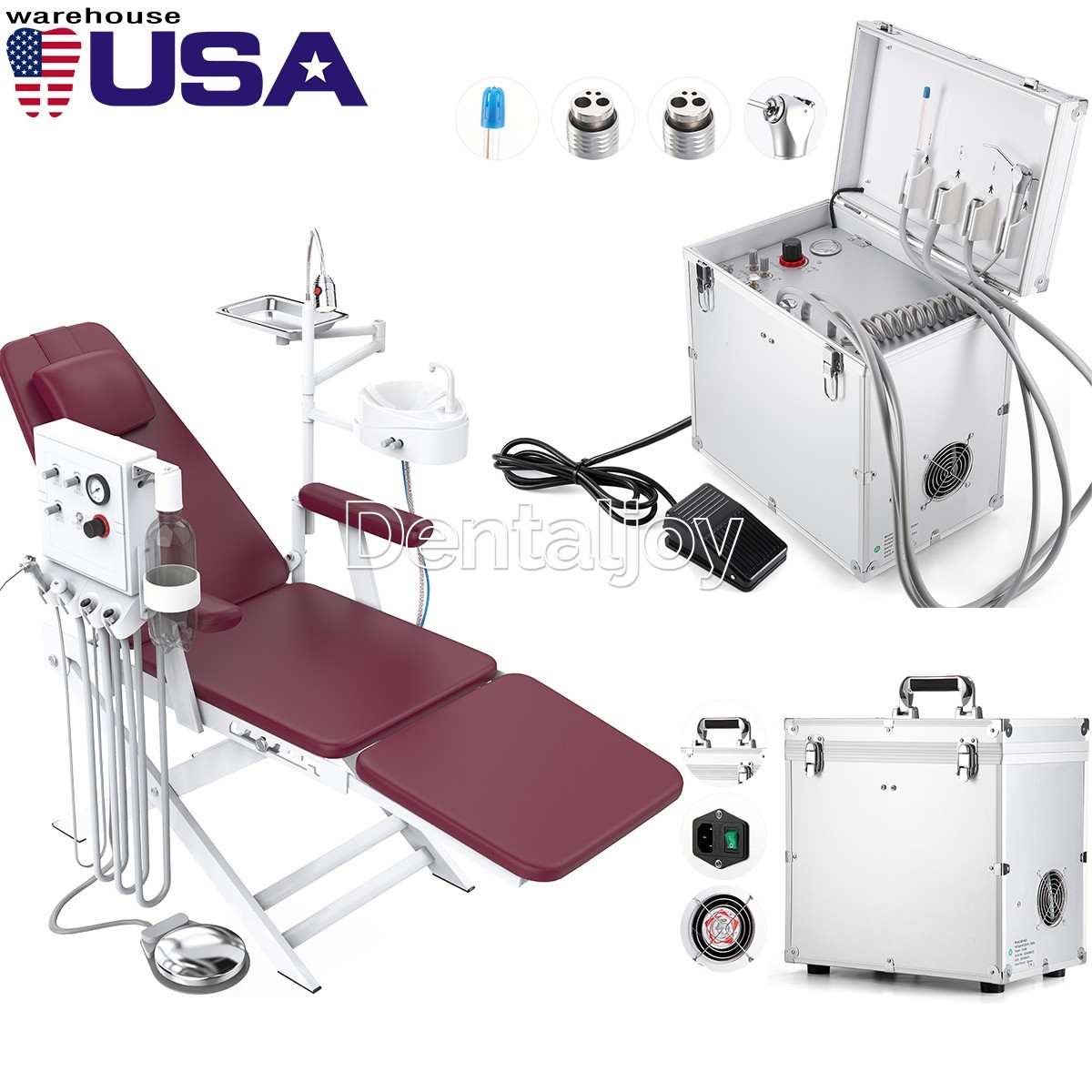Unidad De Entrega Dental portatil compresor de aire succión 4 hoyos /silla