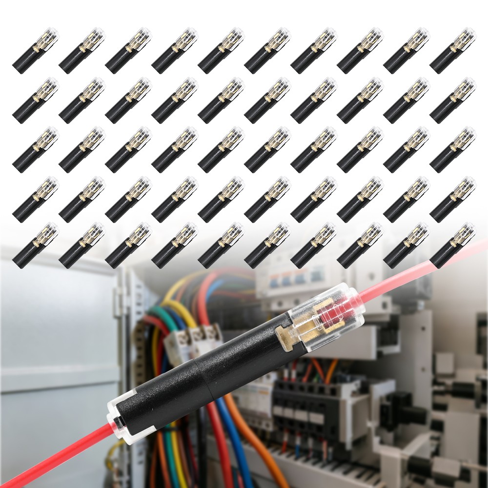 50PCS Plug-In Quick Wire Connector Kit 1-Pin Reusable Clamp Terminal Block Tool