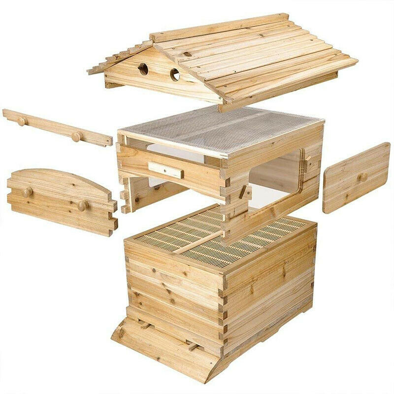 7PCS Auto Seeping Honey Bee Hives Beehive Frames +Cedarwood Beekeeping Brood Box