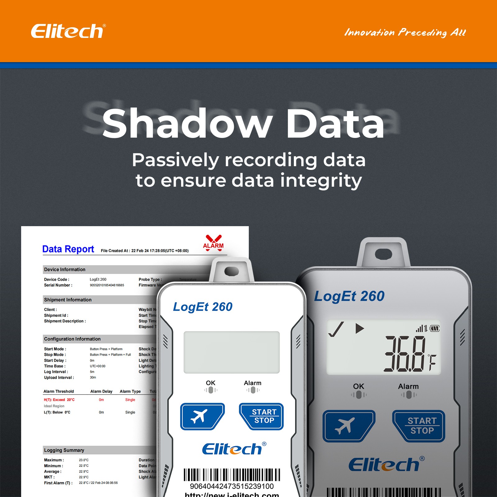 Elitech RCW-360 Plus WiFi Temperature Data Logger Internal Sensor Temp Recorder