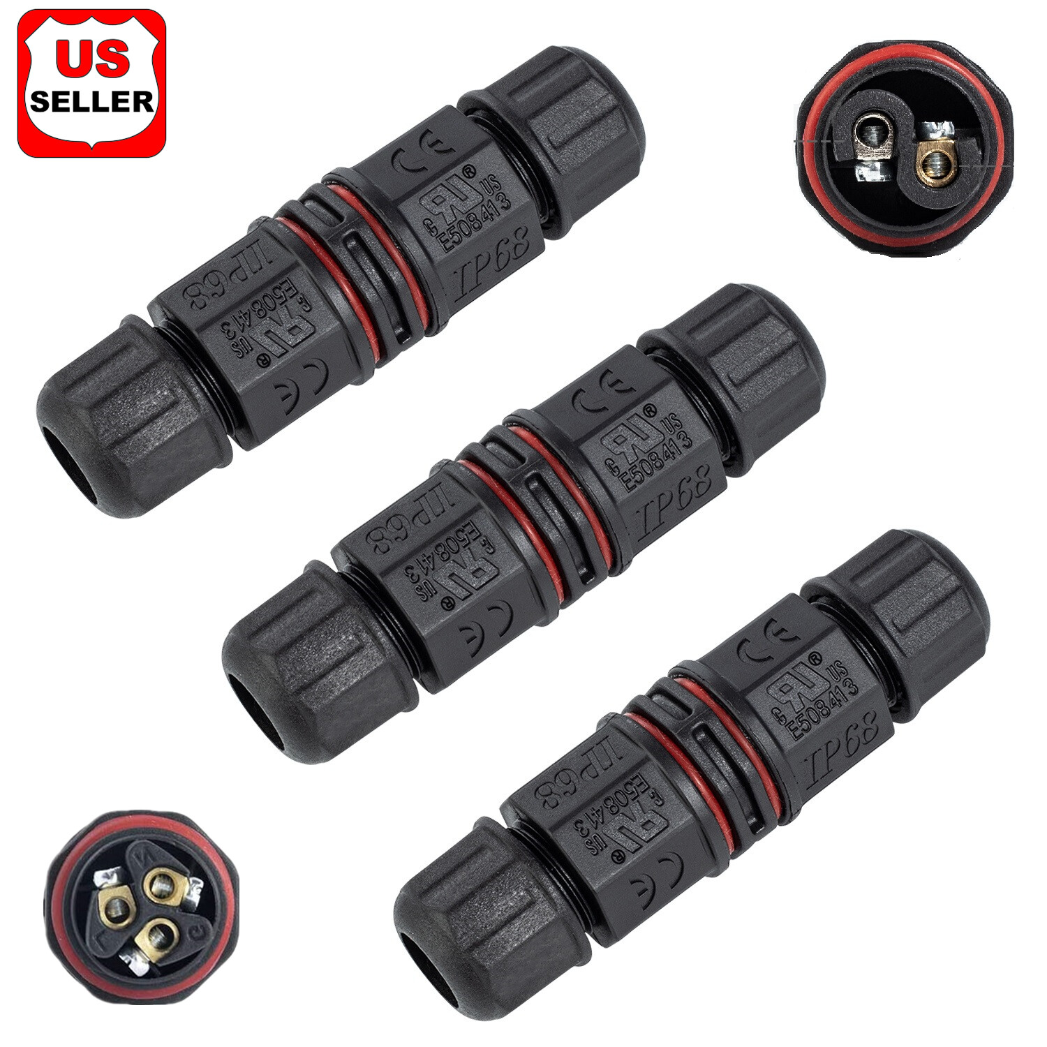 3PK Junction Box Waterproof IP68 Electric Cable Wire Plug Connector Protection