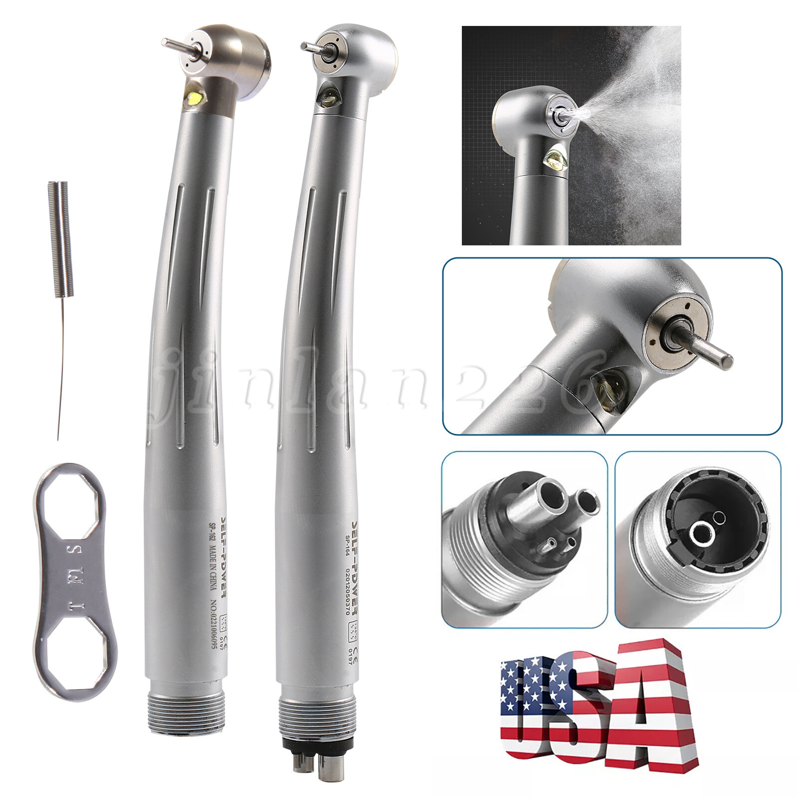 Factory Price Dental LED High Speed Handpiece 3 Water Spray 2 4 Hole Air Turbine