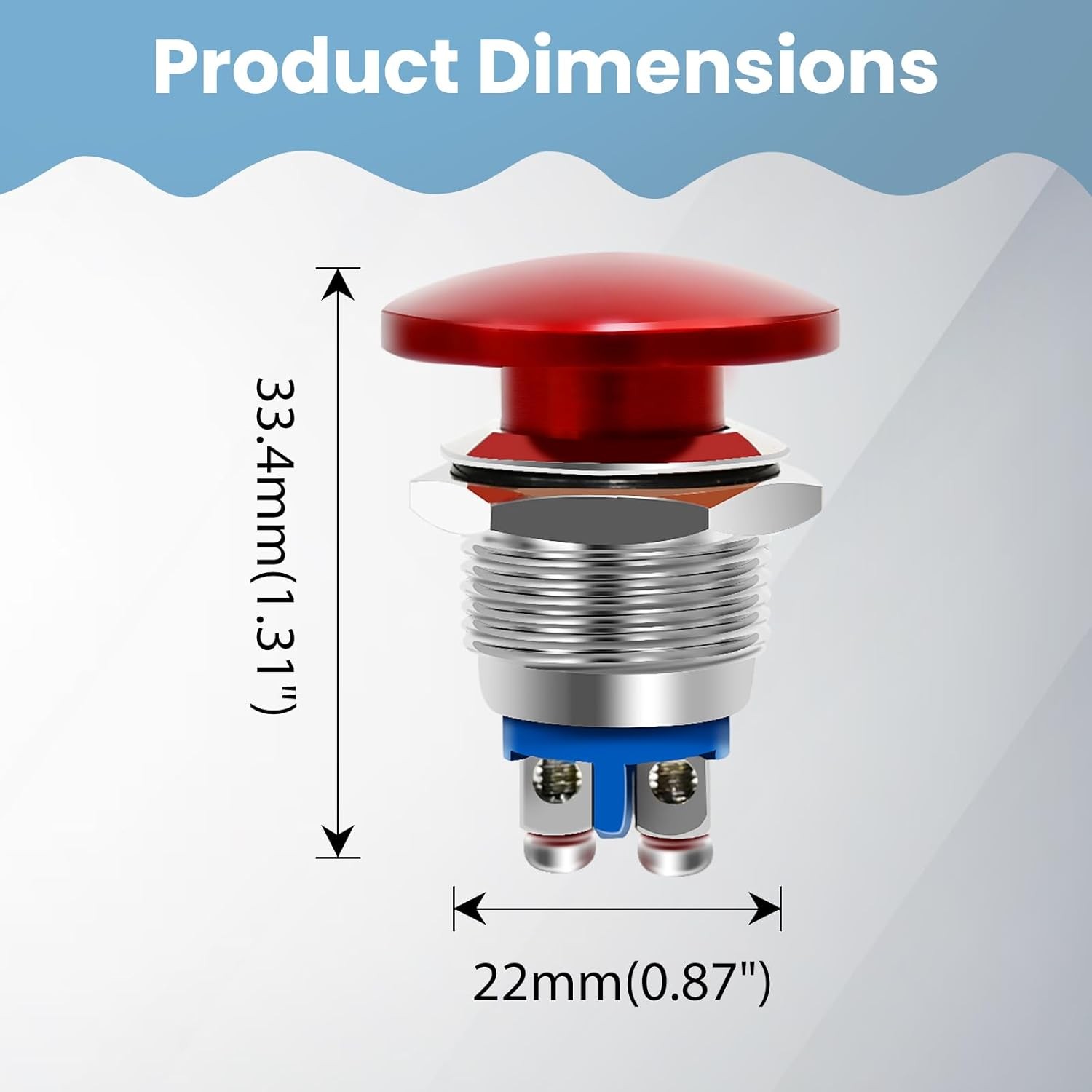 Red Mushroom Head Momentary Push Button Switch IP65 Waterproof 12V 24V 110V 250V