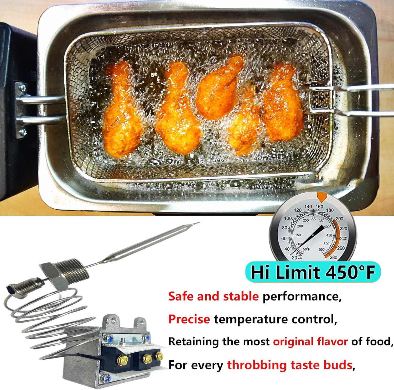 1177 High Limit Fryer Thermostat LCCM080360000 for Gas Fryer IF IF-BL 450F