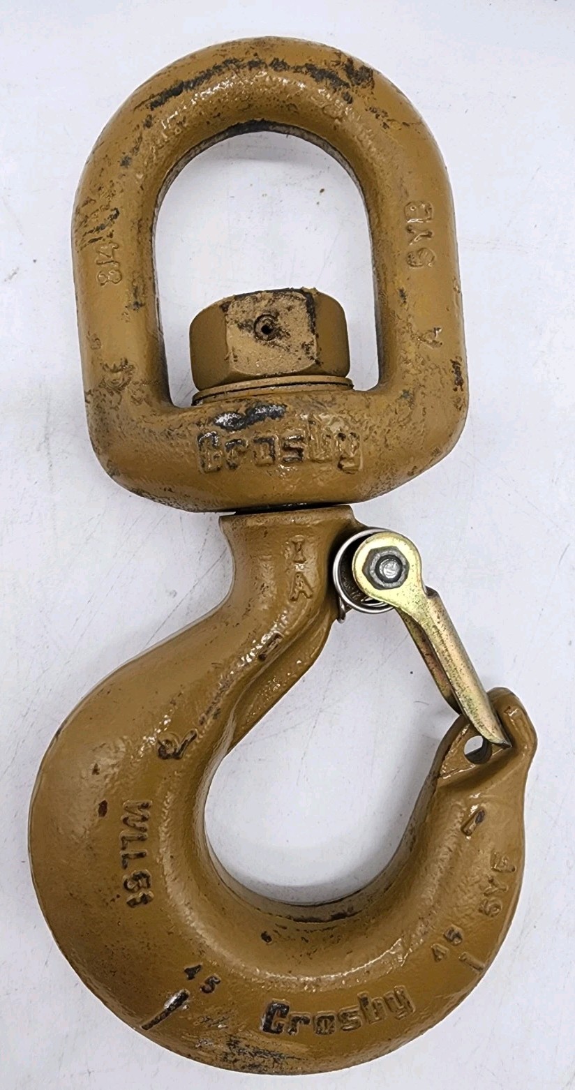 Crosby 5YB 4.5 Ton Swivel Eye Hoist Hook w/Latch Forged USA WLL 4.5T