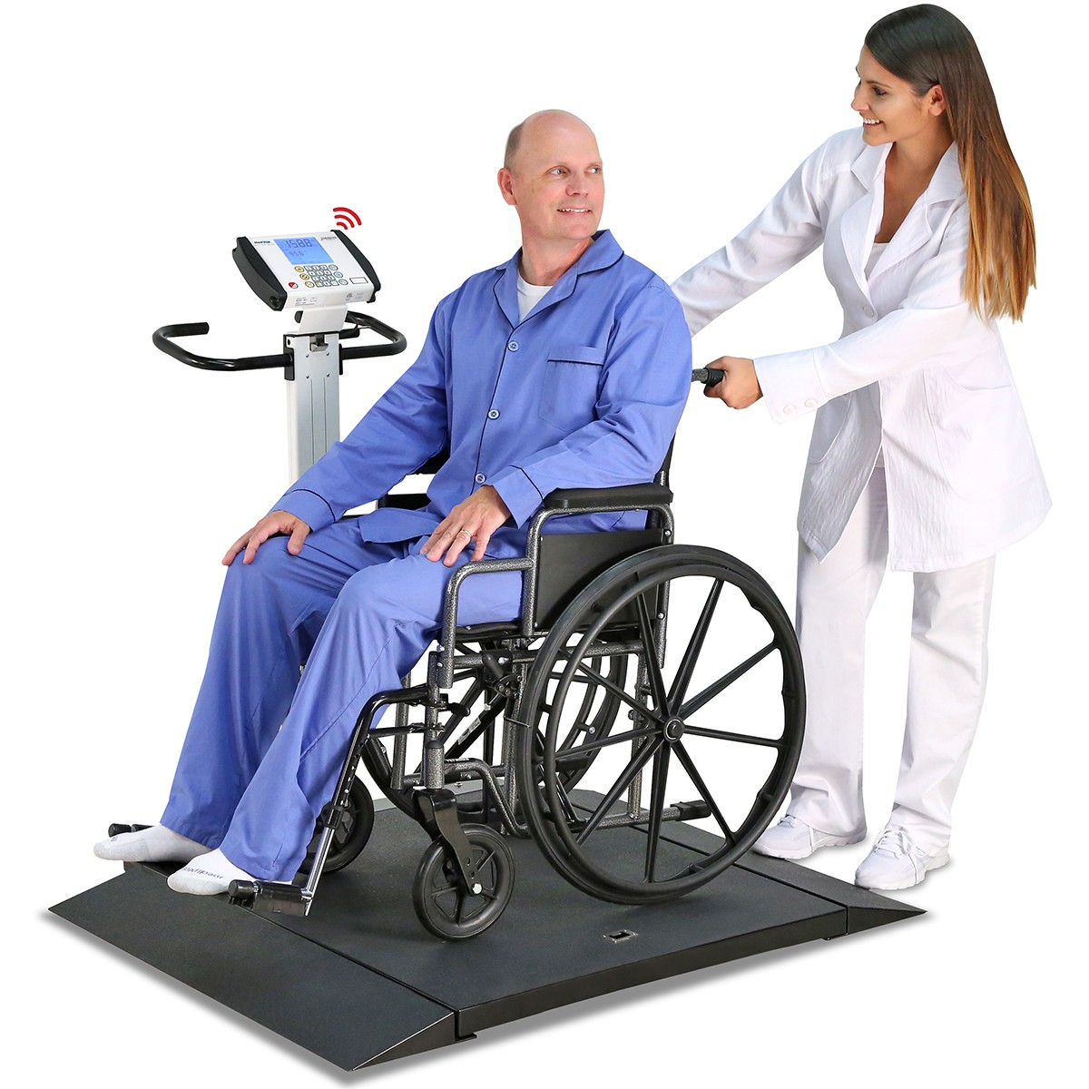Detecto 6550 Portable Wheelchair Scale 1,000lb x 0.2lb BMI RS232 Wifi AC Adapter