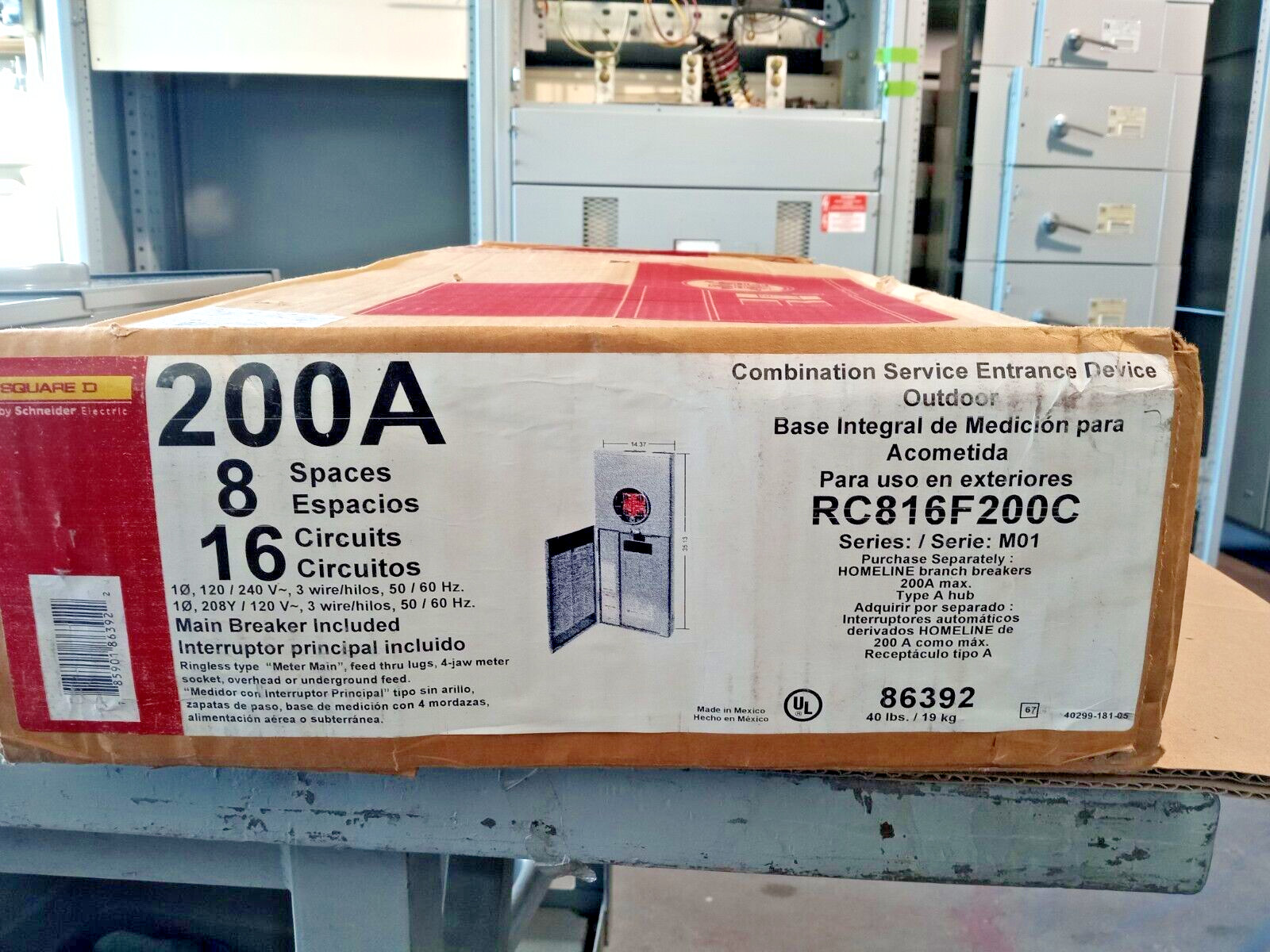 Square D RC816F200C Meter Main Breaker 200 Amp 16-Circuit 8-Space Outdoor