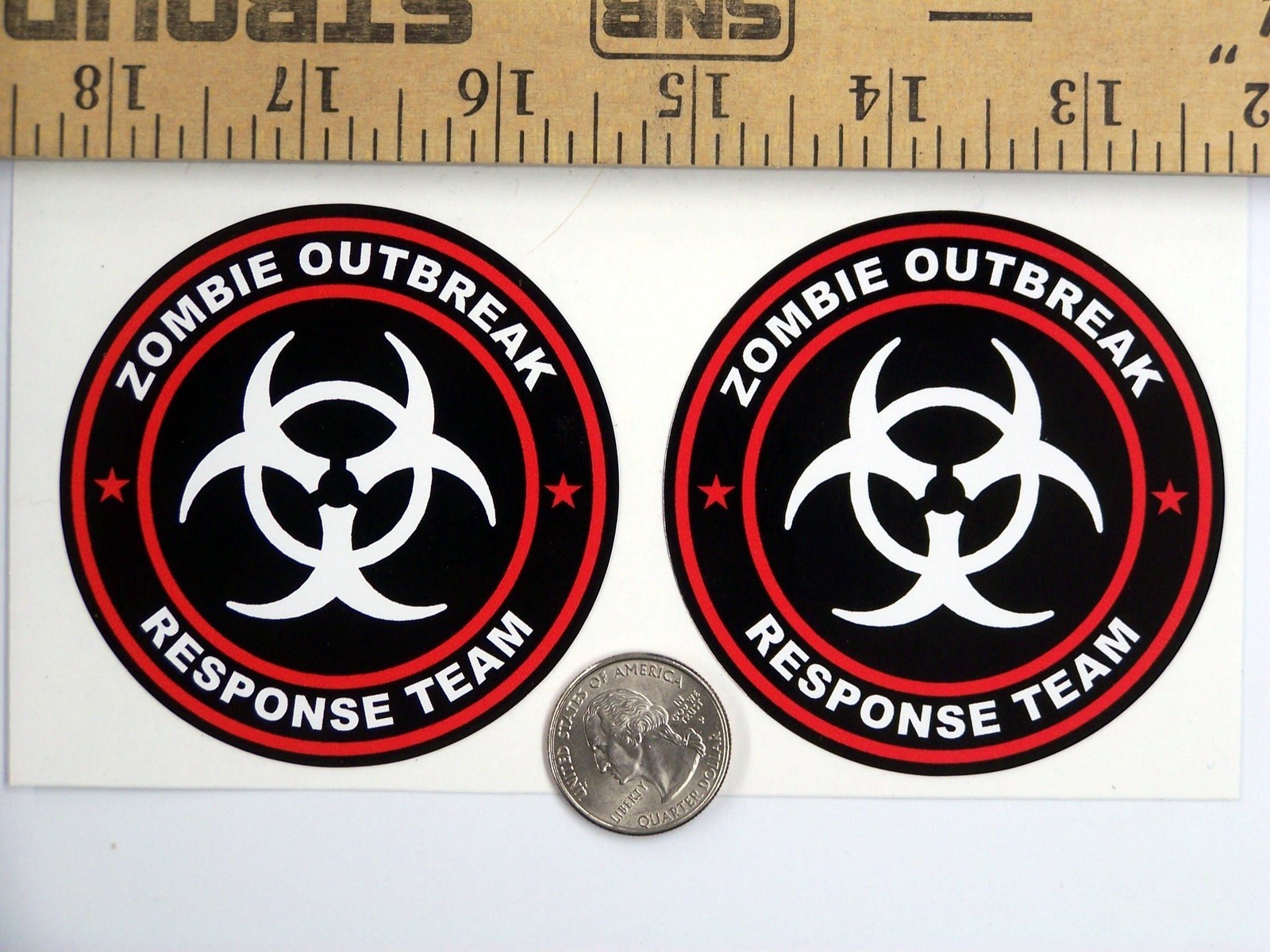 2 – Zombie Outbreak Response Team 3″ Red Tool Box Car Bumper Sticker R104