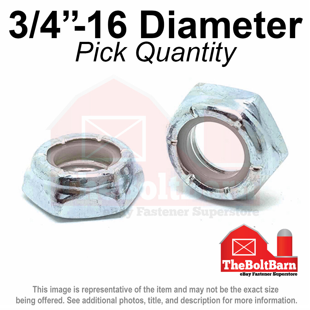 3/4″-16 Grade A Nylon Insert Hex Jam Lock Nuts Zinc FINE Nylok (Pick Quantity)