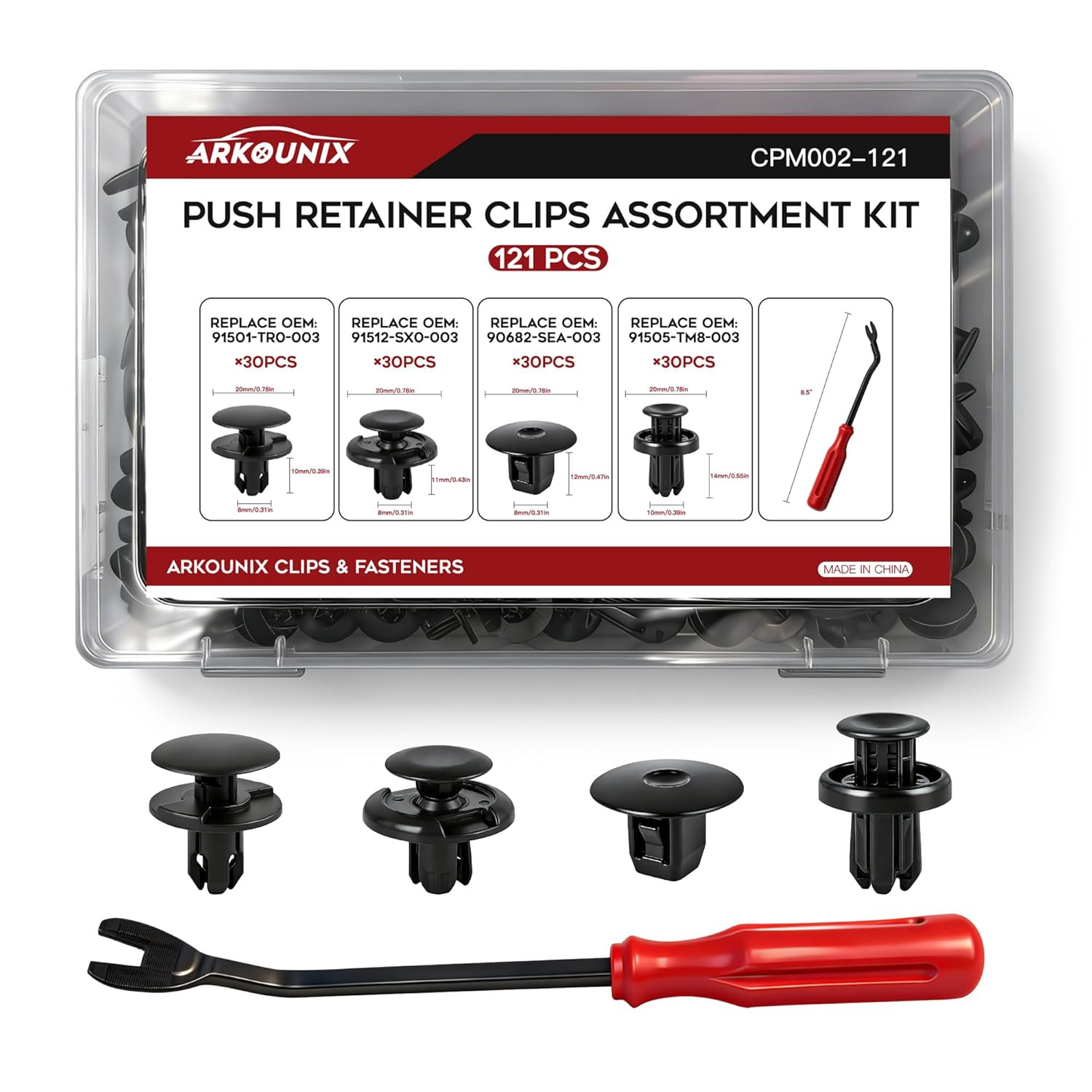 121PCS Push Type Retainer Clips, for Honda Accord Civic, CR-V, Crosstour, Fit, H