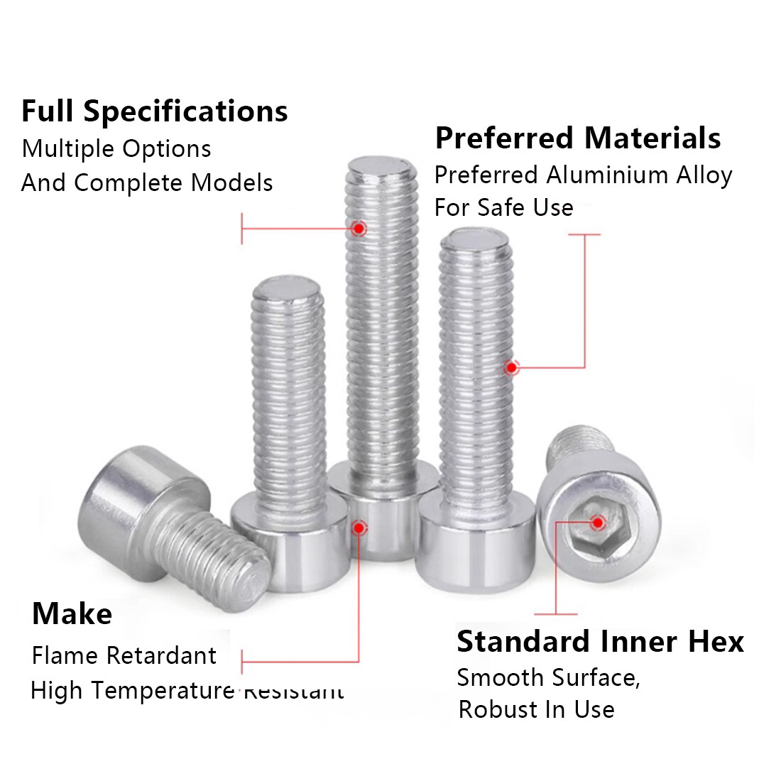 M3 M4 M5 M6 Aluminum Alloy Socket Cap Screws – DIN Allen Key Hex Socket Bolts