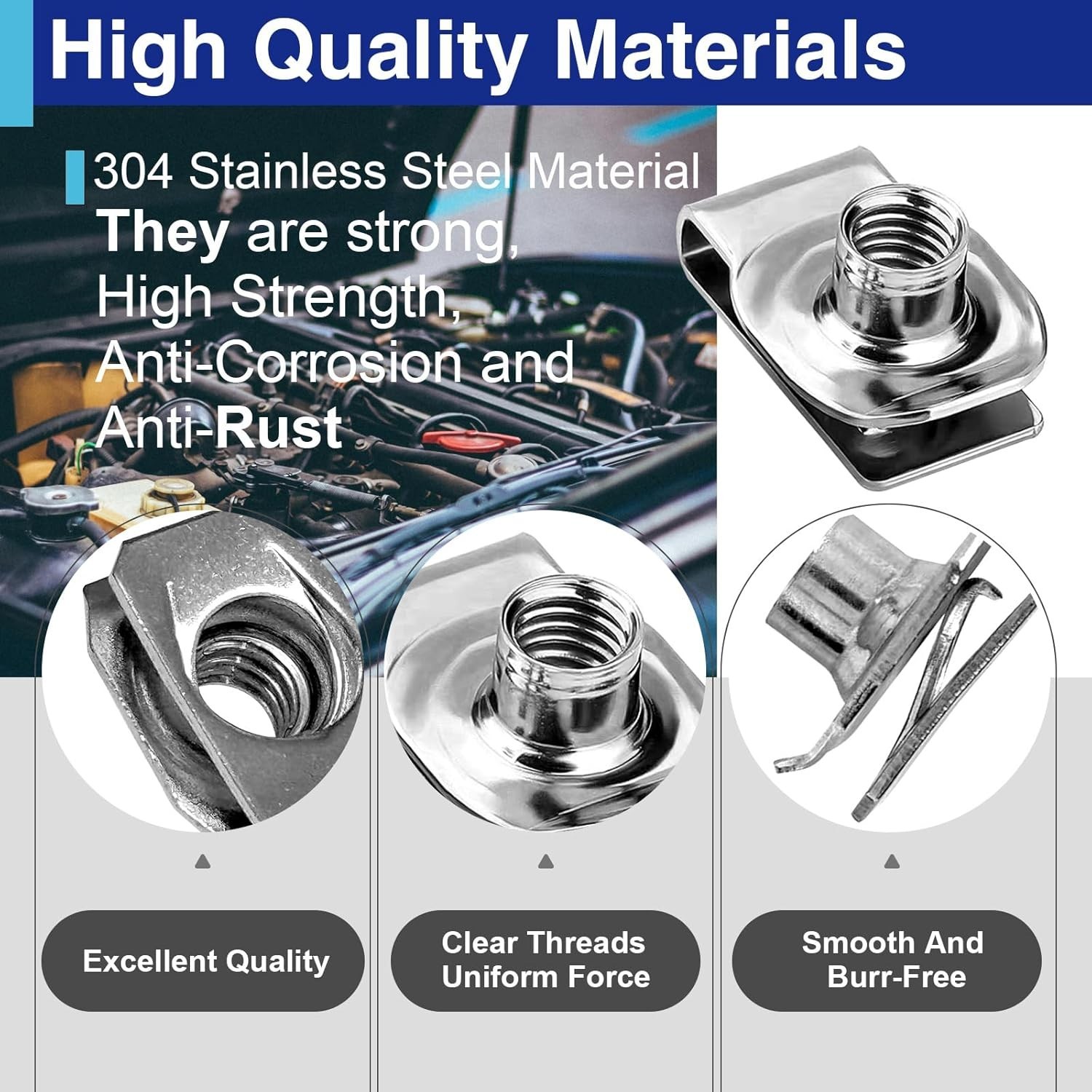 20 Pack 5/16-18 Extruded U-Nuts 304 Stainless Steel U Clip Car Clips Fasteners