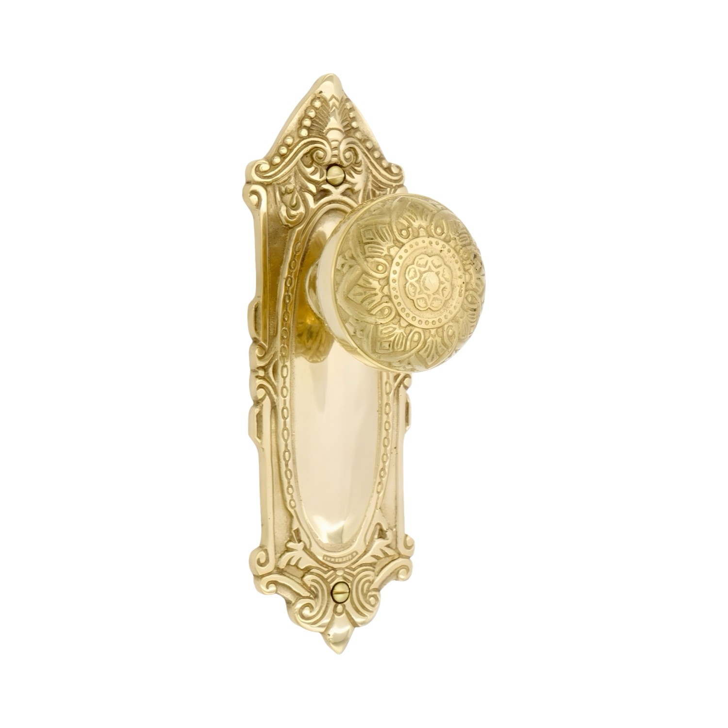 The Milford Passage Set in Polished Brass – 5 Door Knob Choices