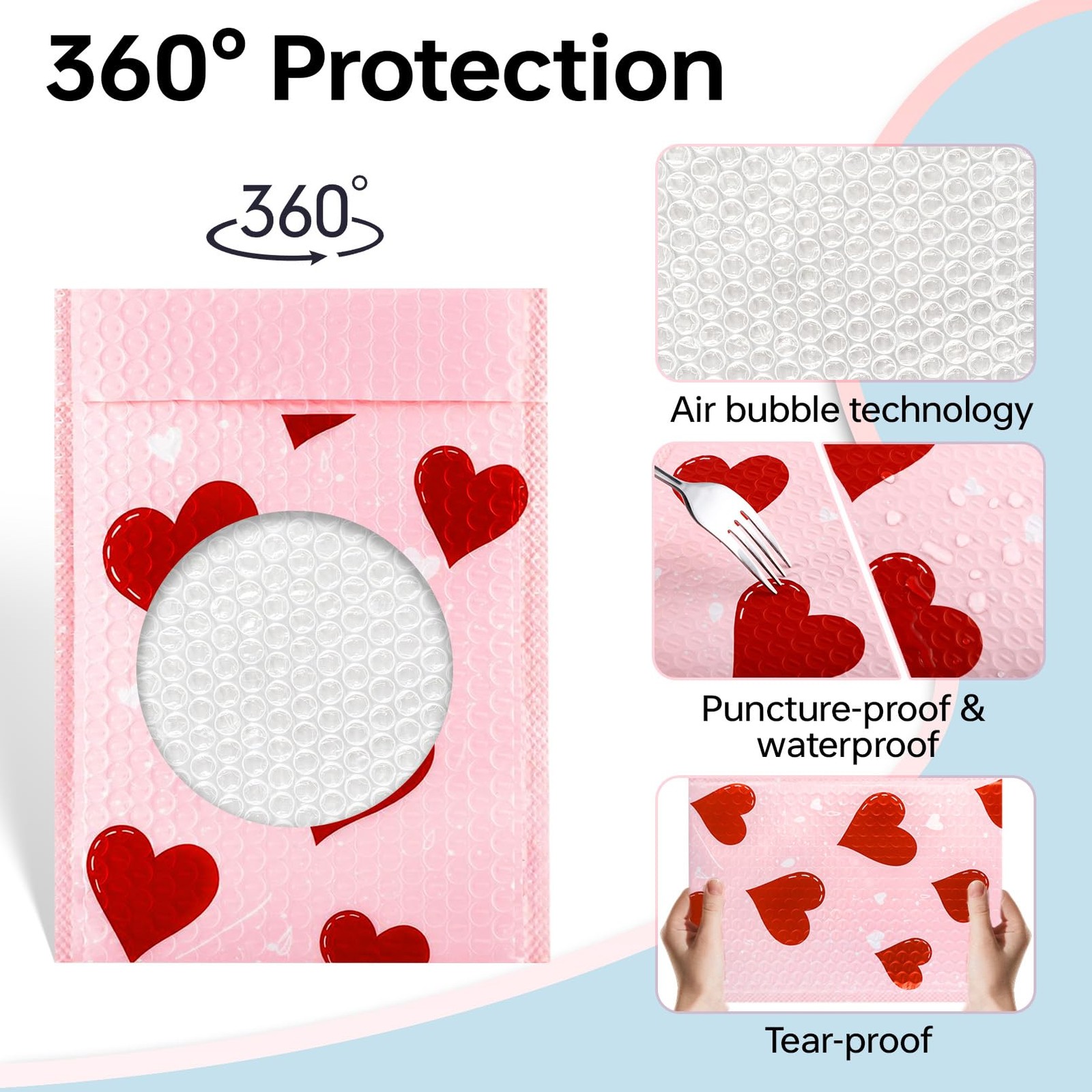 Enjamyo 50 Pcs Bubble Mailers 6 x 9 Inch,Valentine 6 x 9 inches, Heart