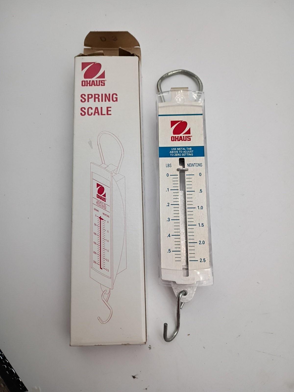 Ohaus 8001-PN Pull Type Spring Scale 0.56lb/2.5n Capacity 0.02lb/0.1n Readabilty