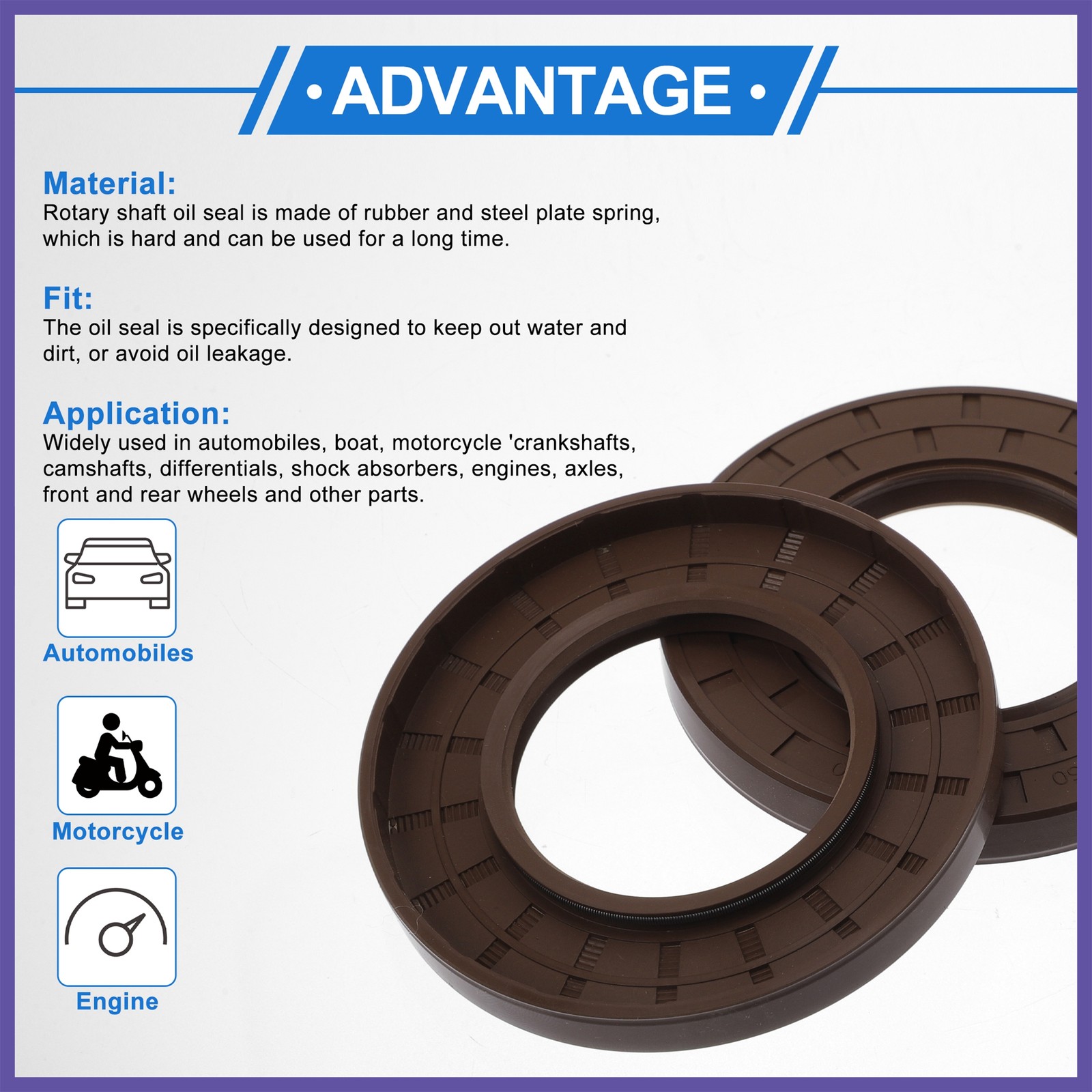 Oil Seal Seal Ring Rotary Shaft Seal FKM Rubber 50x90x10mm 2 Pcs