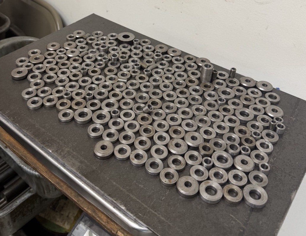 Mixed Steel Round Washers & Spacers – 5.50 LBS (195 PCS) – CNC Lathe Metal
