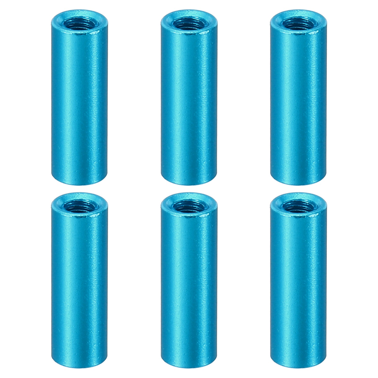 6pcs M3 Aluminum Spacers,M3 Metal Spacer 3mm ID x 5mm OD x 15mm L Threaded,Blue